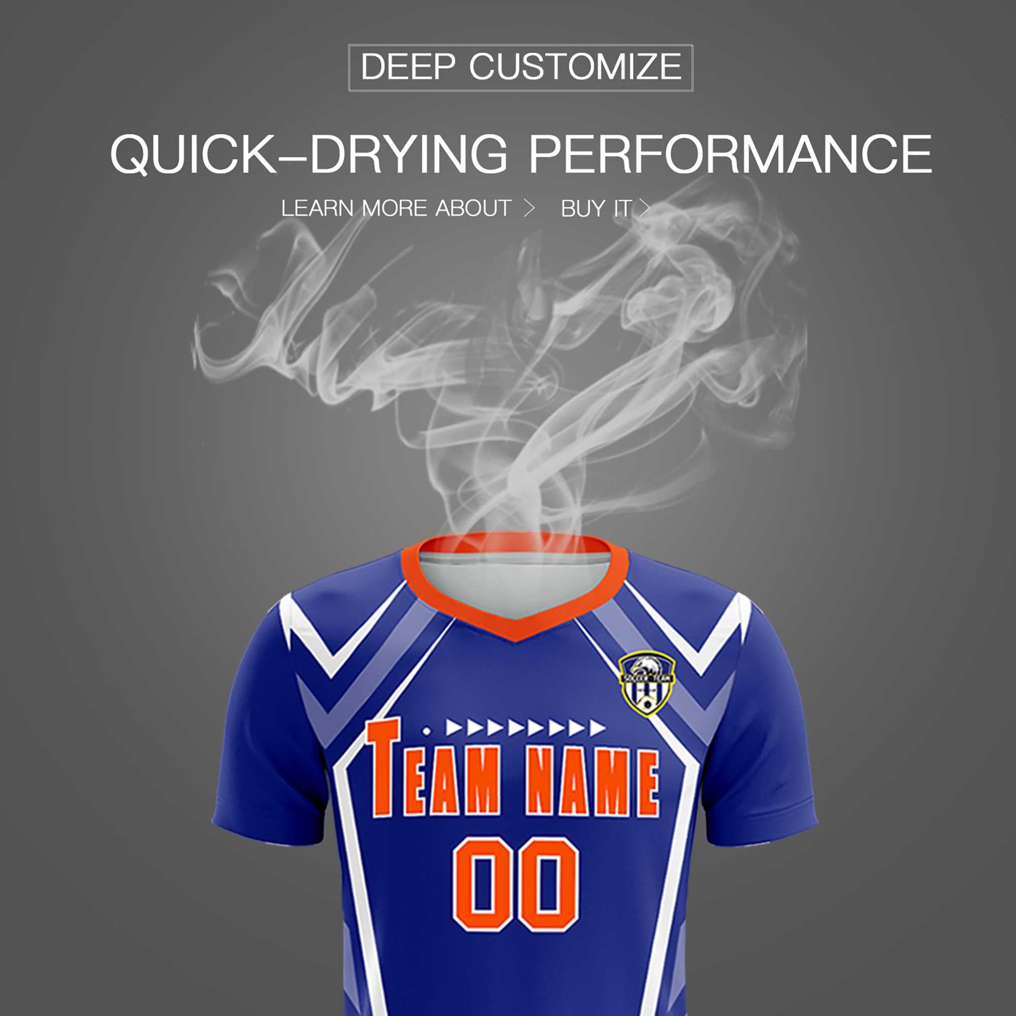 Custom Royal Abstract Breathable Soccer Tops/Sets Jersey
