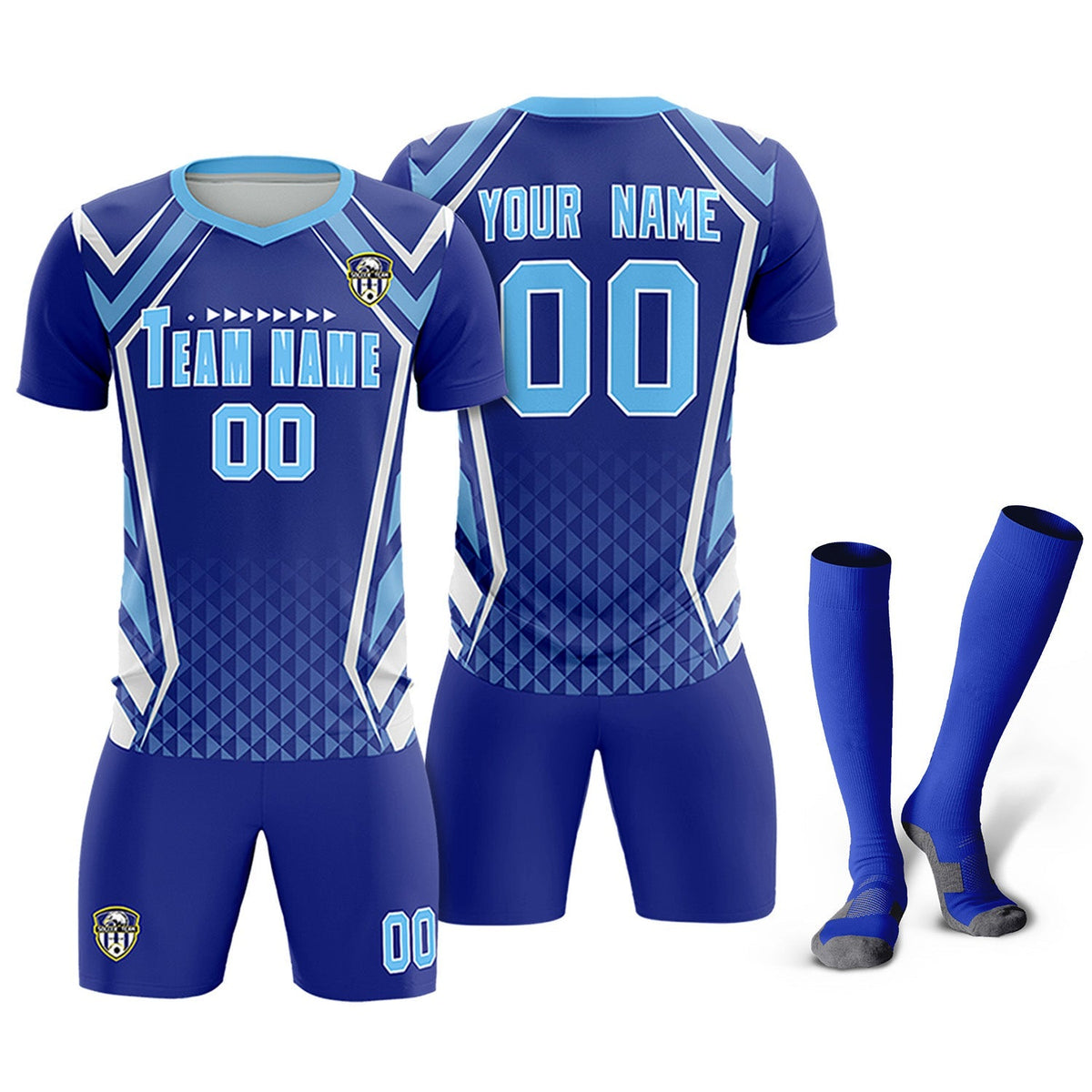 Custom Royal Abstract Breathable Soccer Tops/Sets Jersey