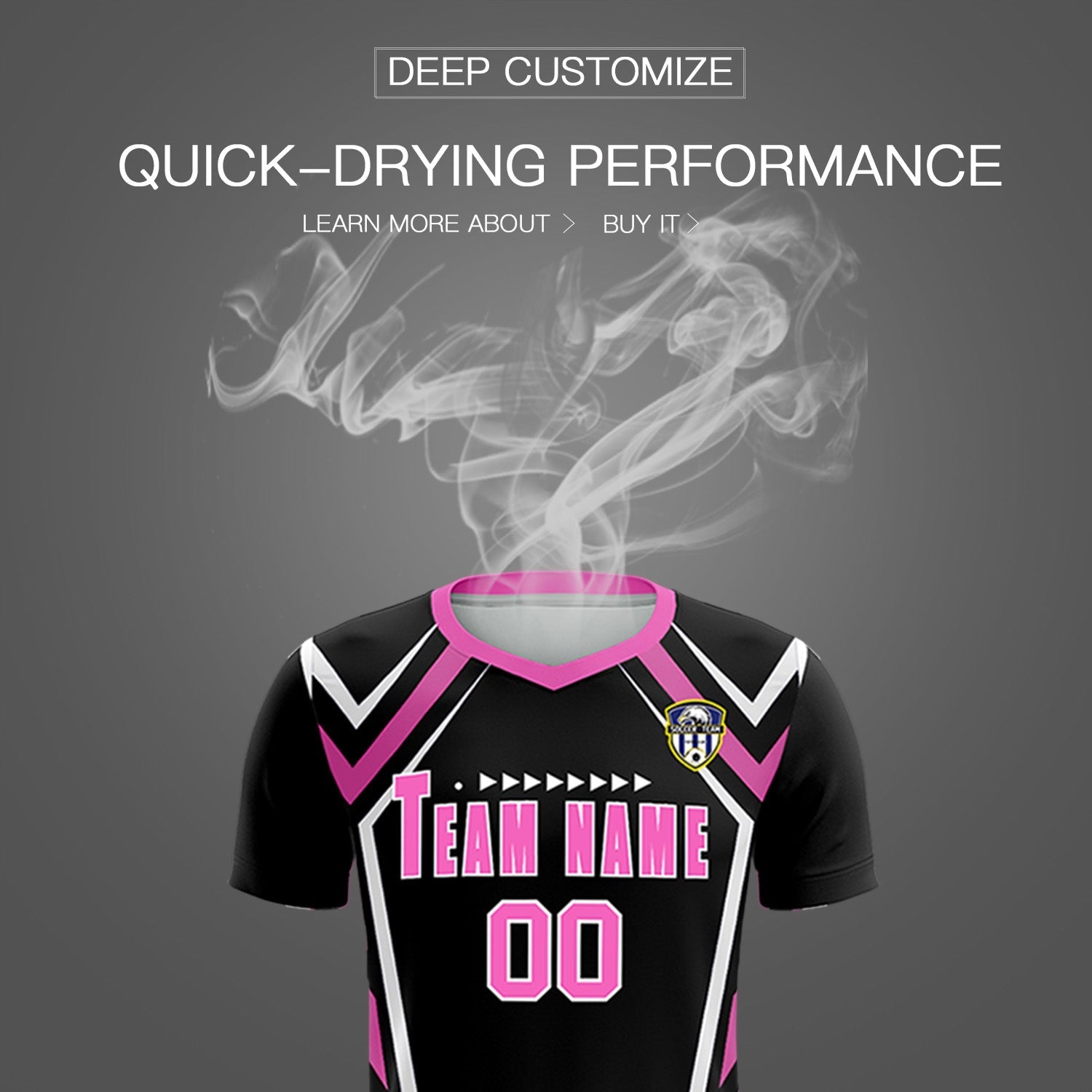 Custom Black Abstract Breathable Soccer Tops/Sets Jersey