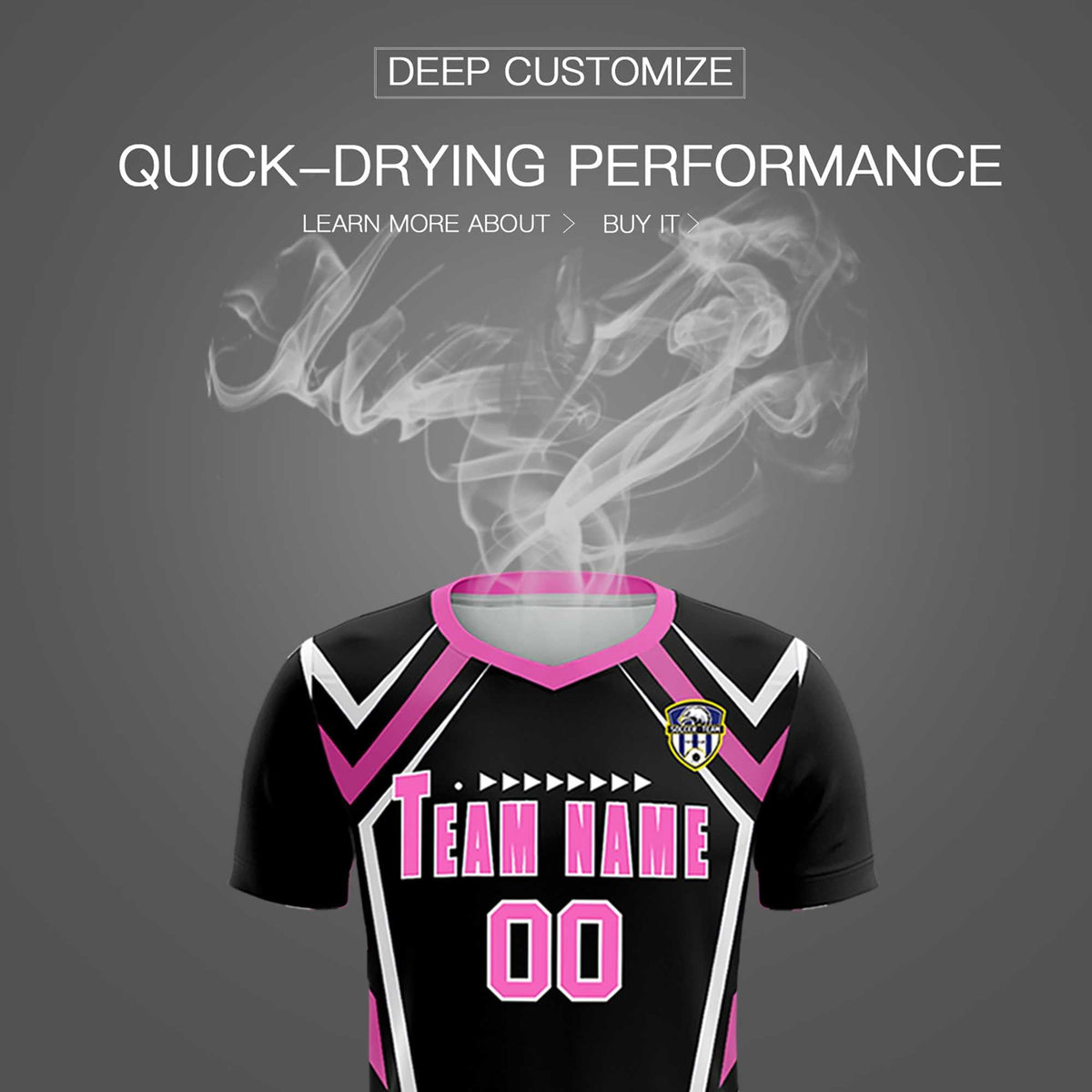 Custom Black Abstract Breathable Soccer Tops/Sets Jersey
