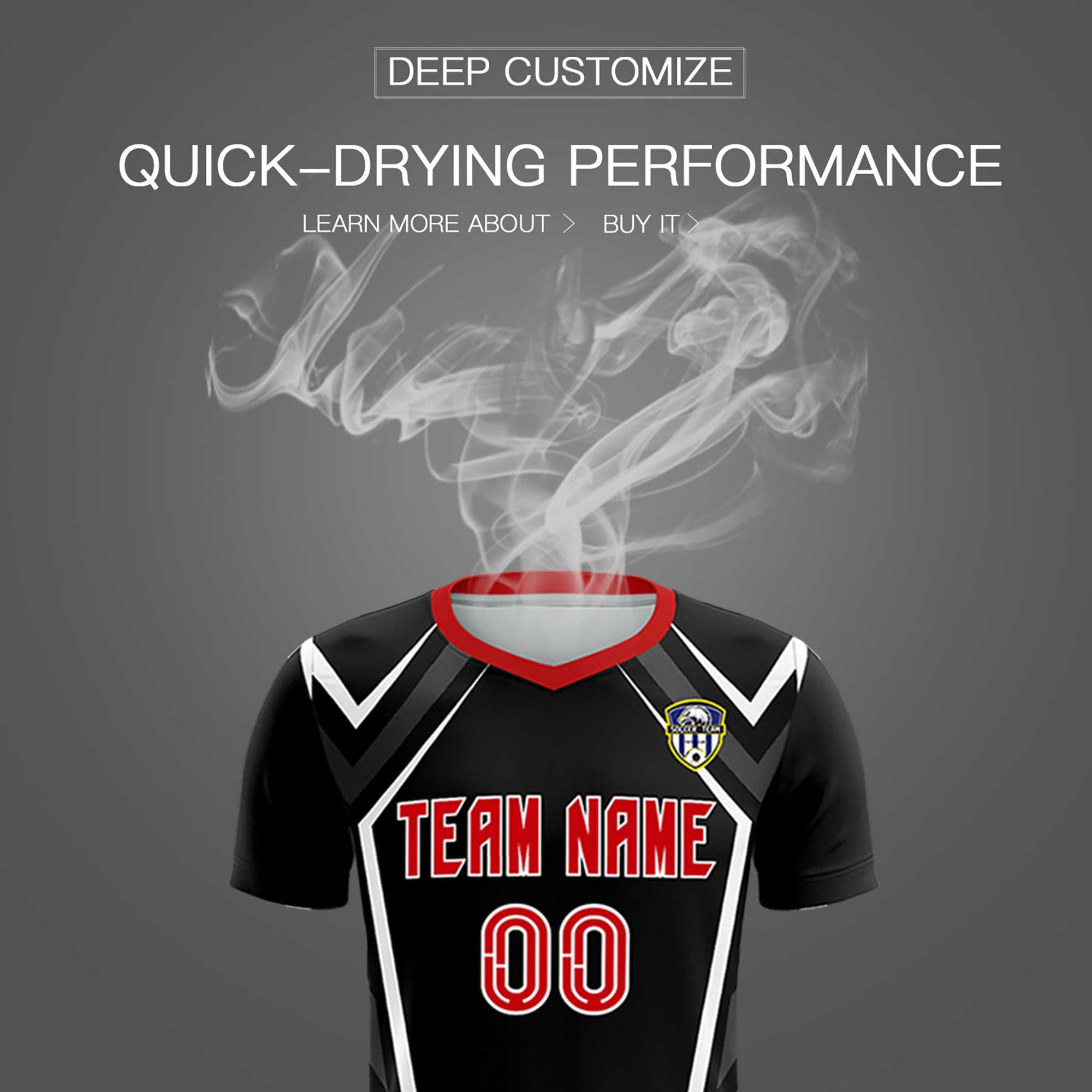 Custom Black Abstract Breathable Soccer Tops/Sets Jersey