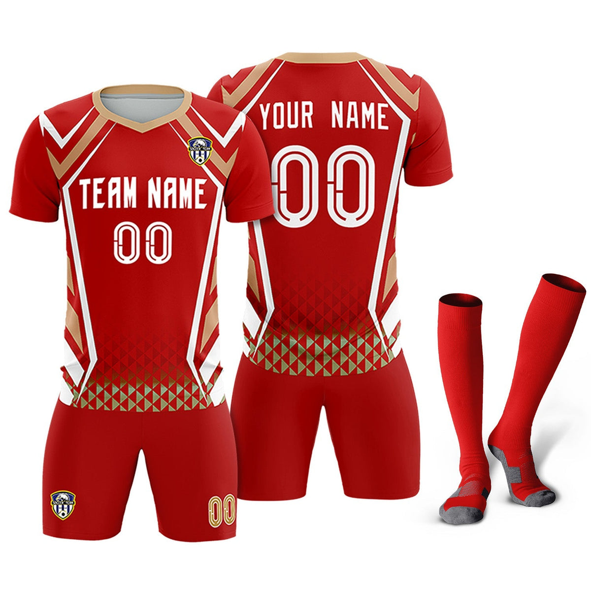Custom Red Abstract Breathable Soccer Tops/Sets Jersey