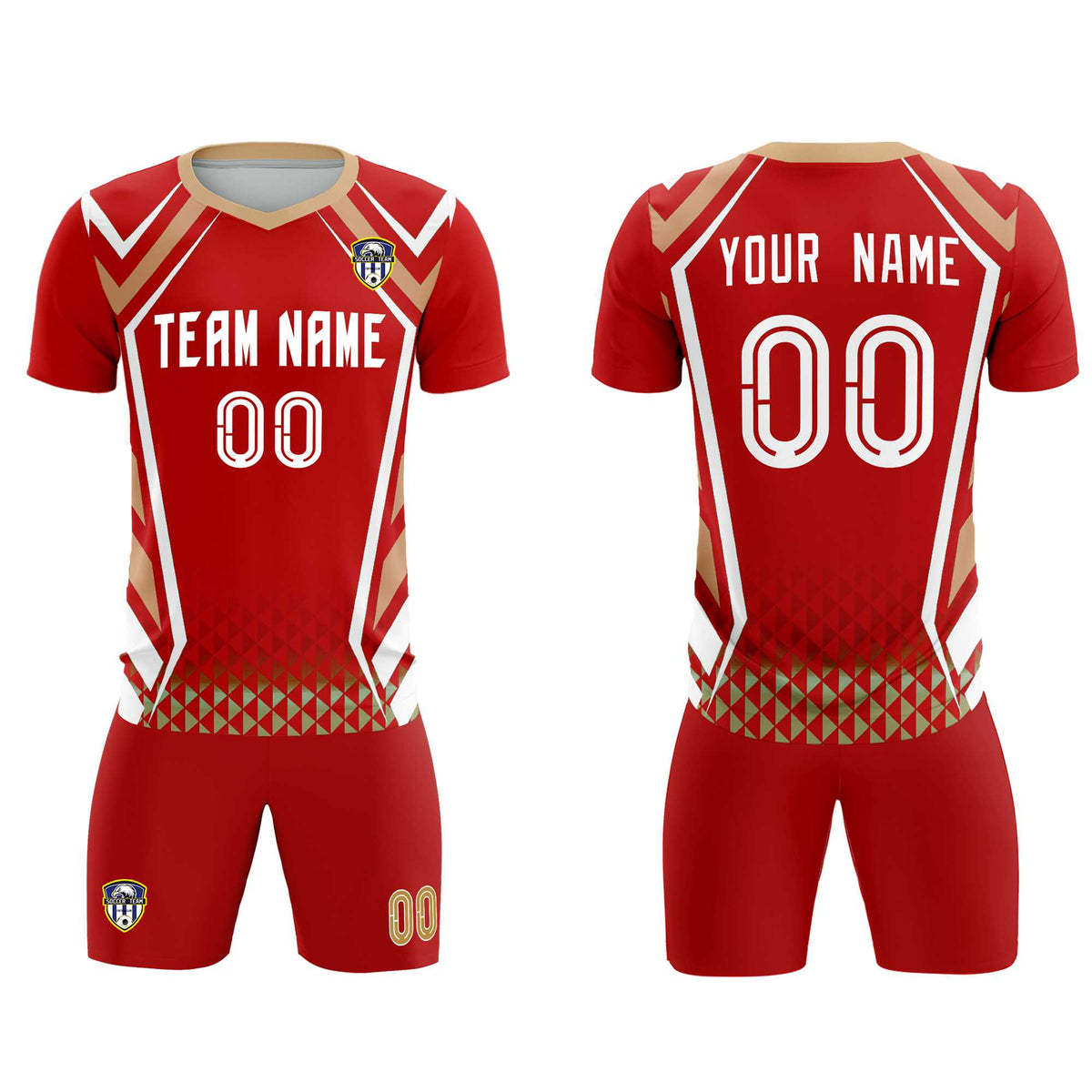 Custom Red Abstract Breathable Soccer Tops/Sets Jersey