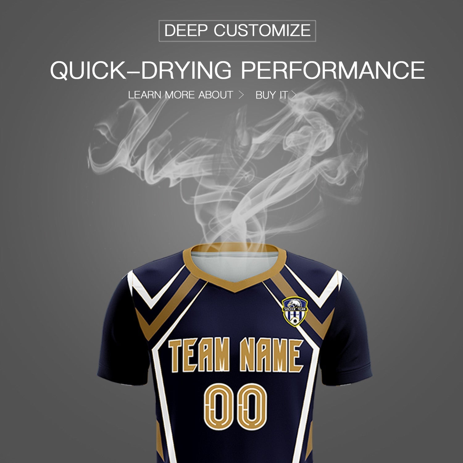 Custom Navy Abstract Breathable Soccer Tops/Sets Jersey
