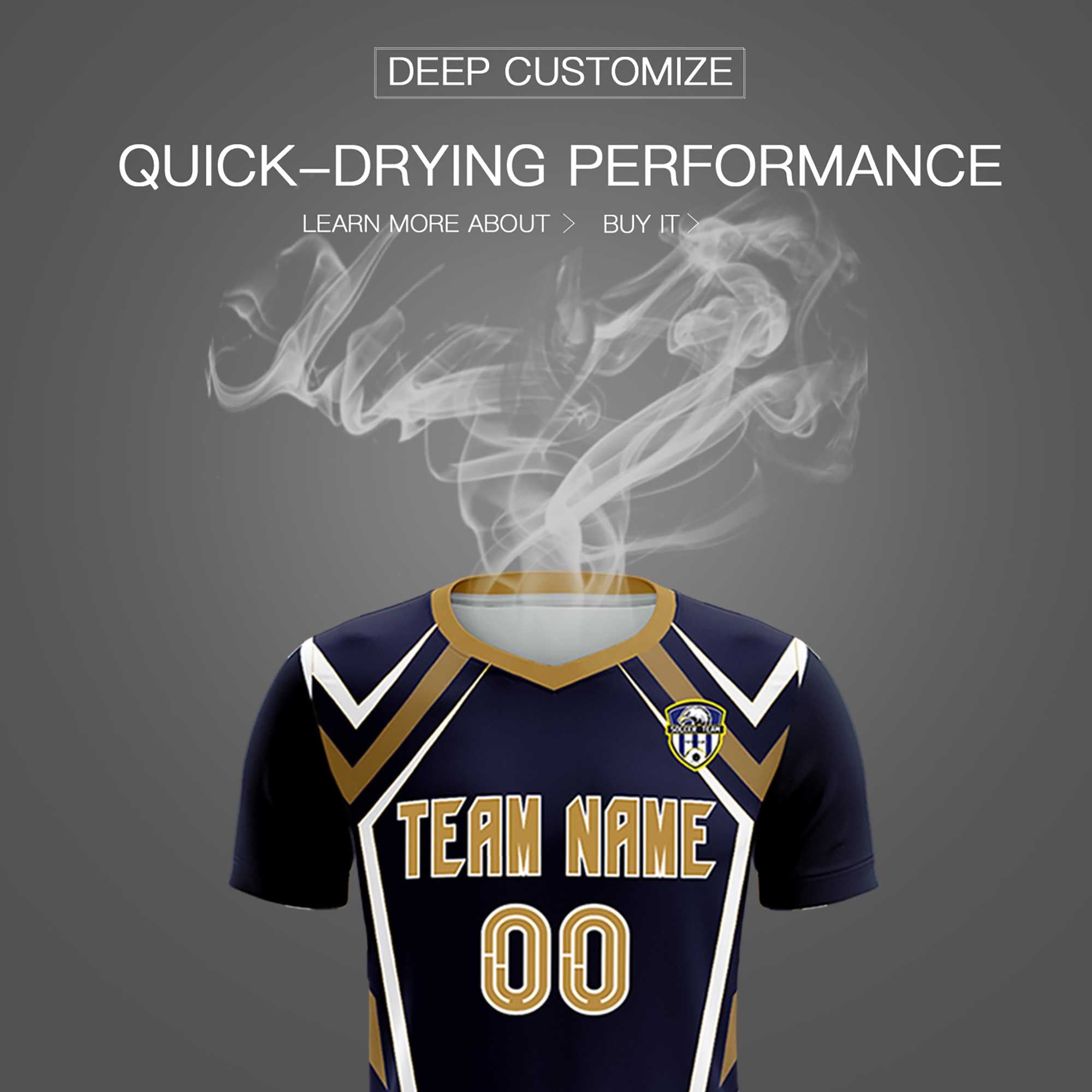 Custom Navy Abstract Breathable Soccer Tops/Sets Jersey