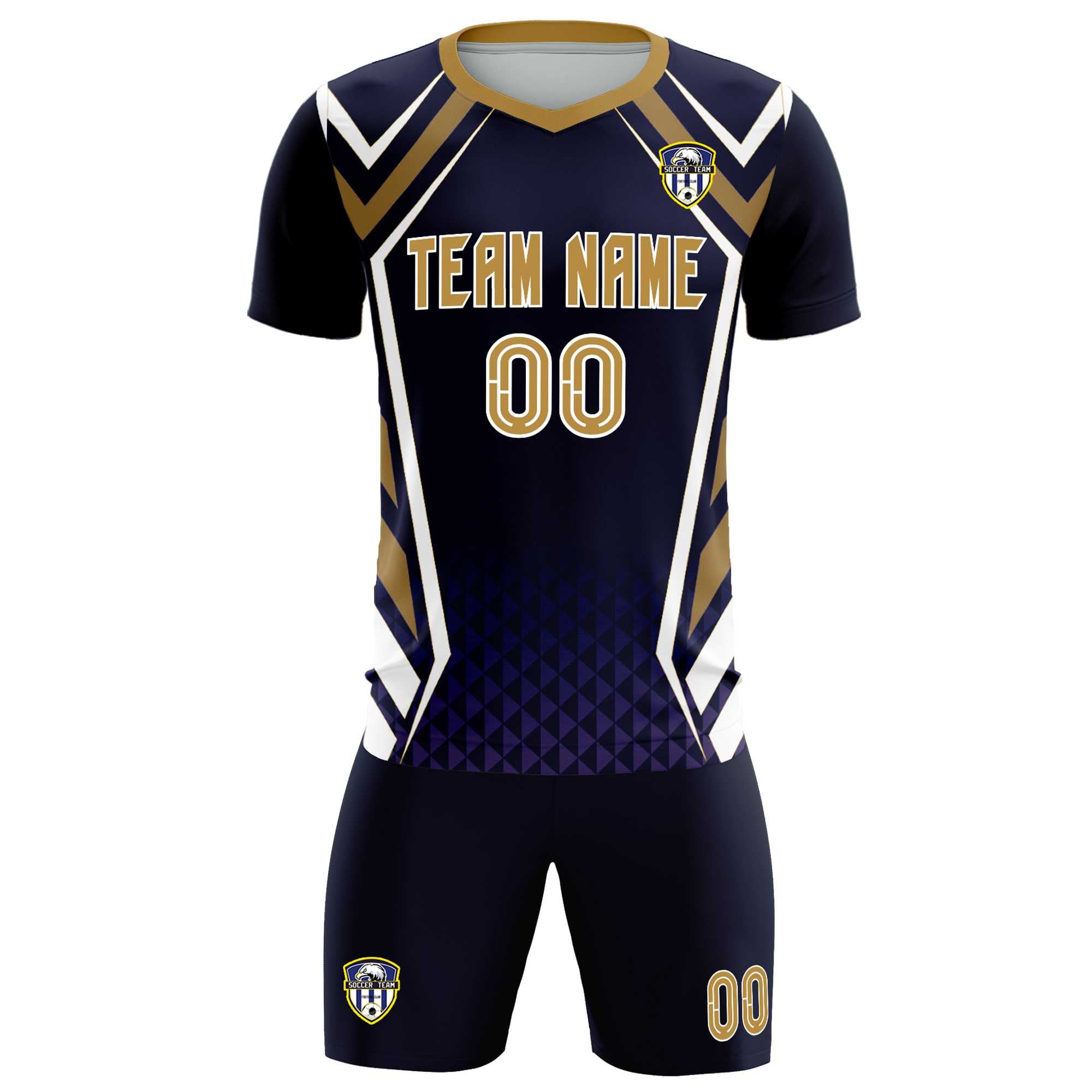 Custom Navy Abstract Breathable Soccer Tops/Sets Jersey