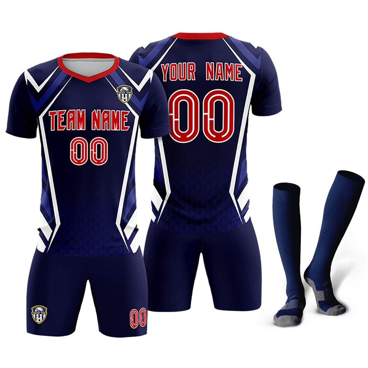 Custom Navy Abstract Breathable Soccer Tops/Sets Jersey