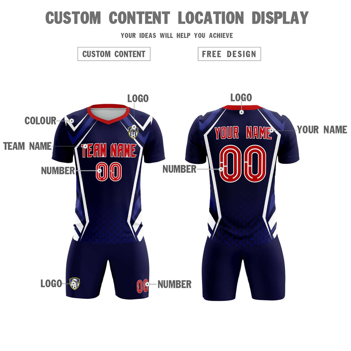 Custom Navy Abstract Breathable Soccer Tops/Sets Jersey