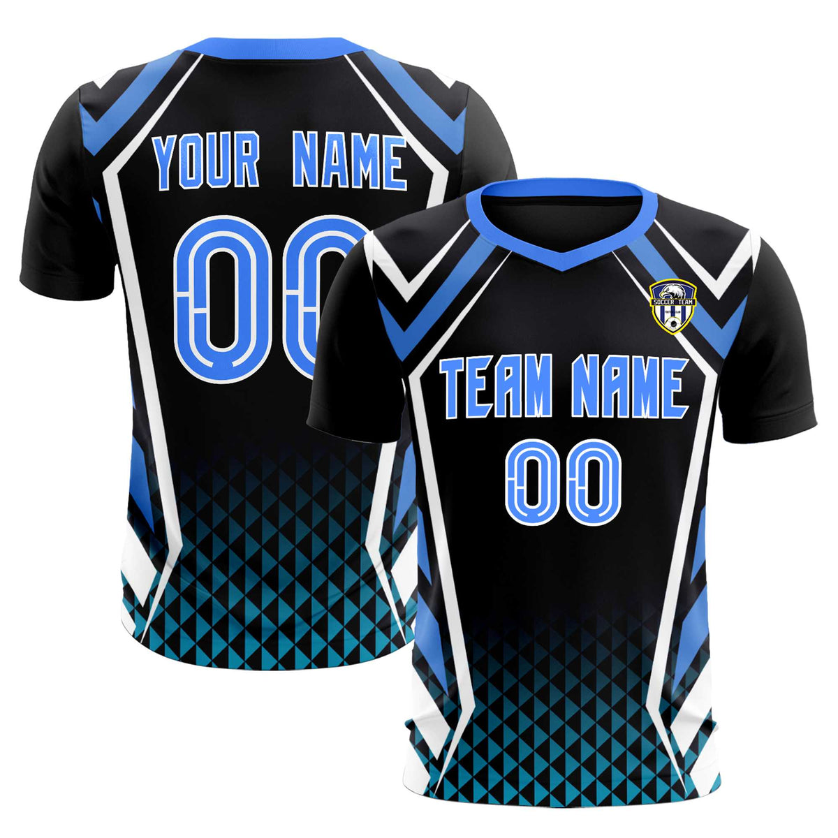 Custom Black Abstract Breathable Soccer Tops/Sets Jersey