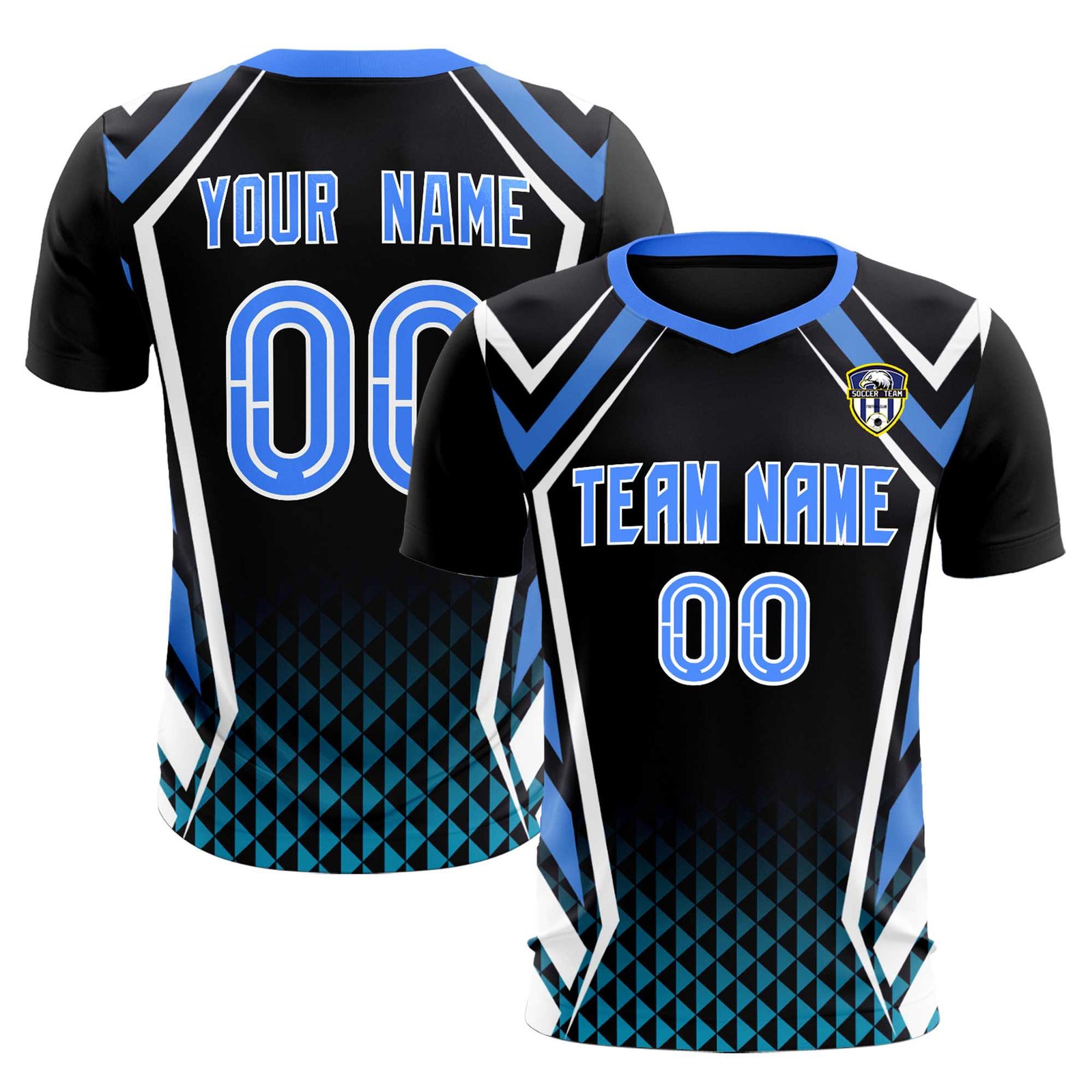 Custom Black Abstract Breathable Soccer Tops/Sets Jersey