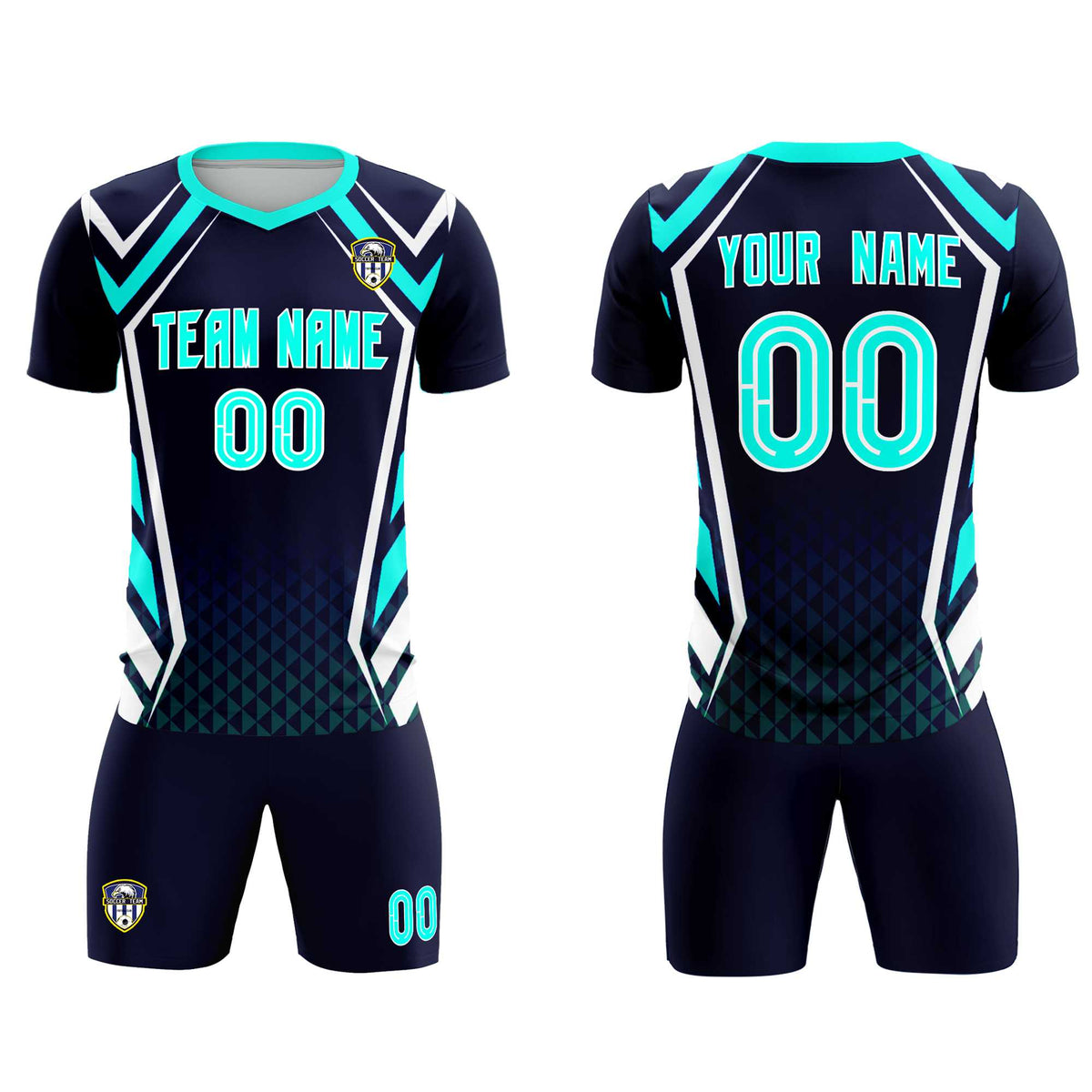 Custom Navy Abstract Breathable Soccer Tops/Sets Jersey