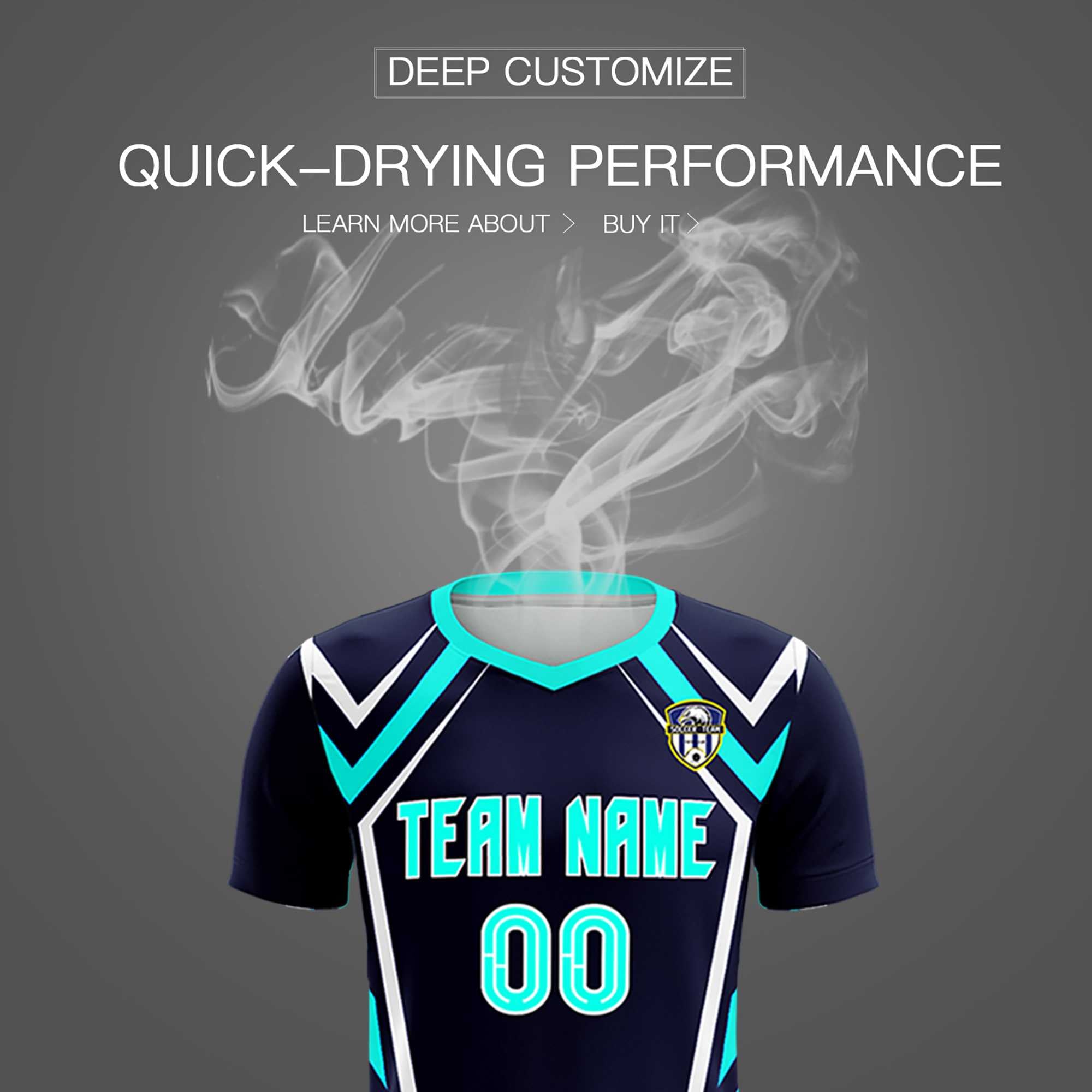 Custom Navy Abstract Breathable Soccer Tops/Sets Jersey