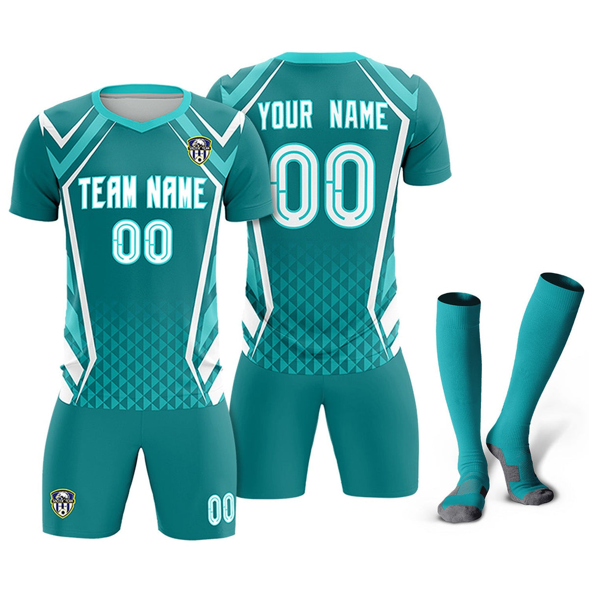 Custom Sky Blue Abstract Breathable Soccer Tops/Sets Jersey