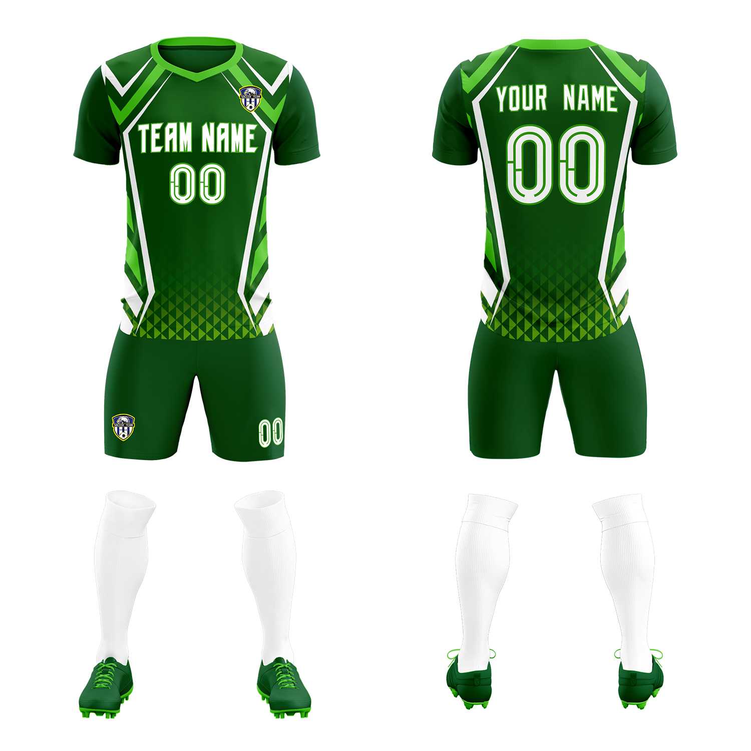 Custom Green Abstract Breathable Soccer Tops/Sets Jersey
