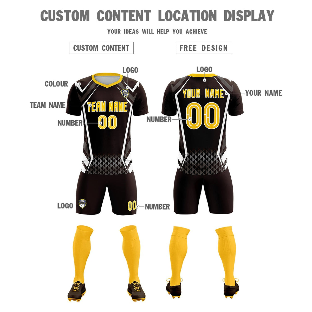 Custom Brown Abstract Breathable Soccer Tops/Sets Jersey