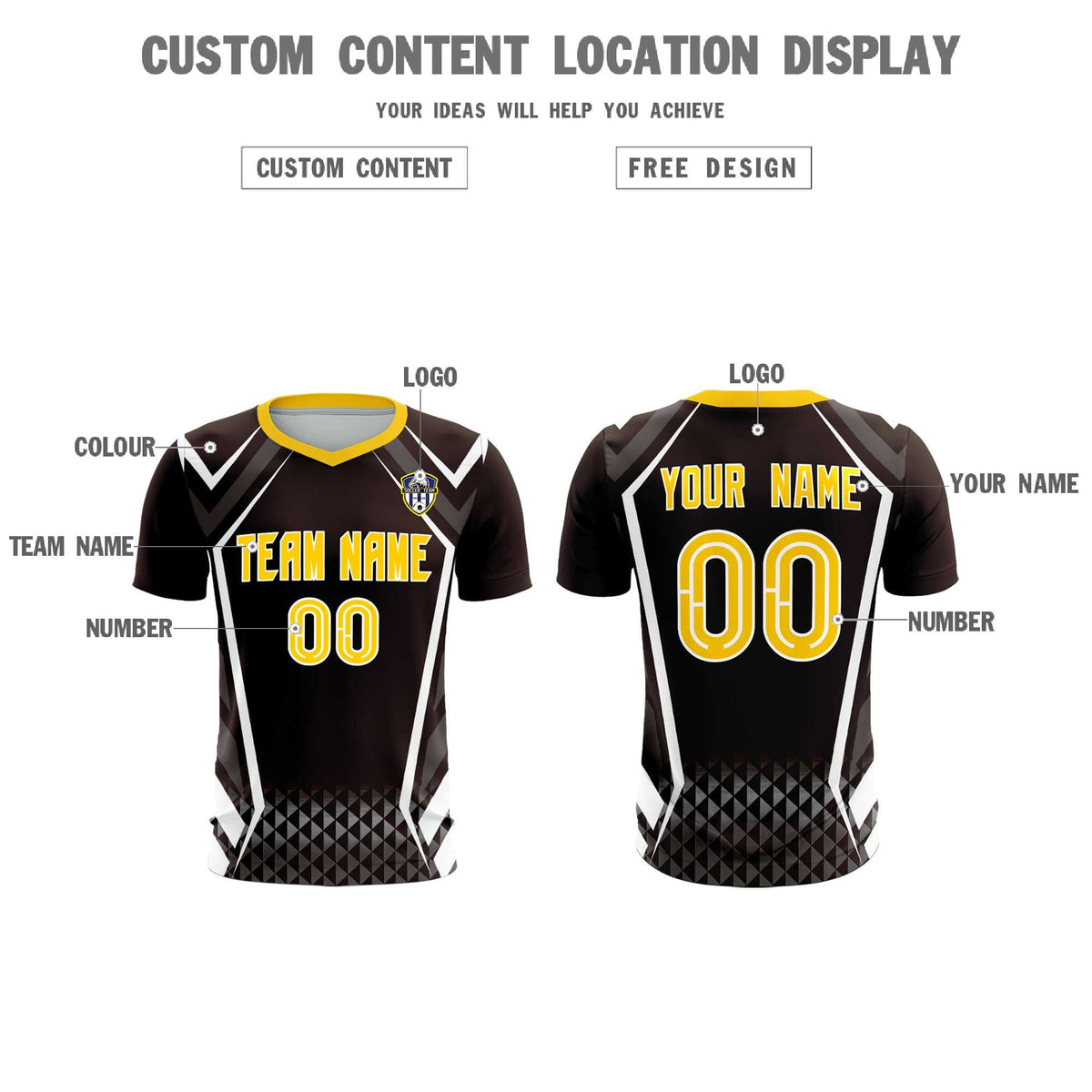 Custom Brown Abstract Breathable Soccer Tops/Sets Jersey