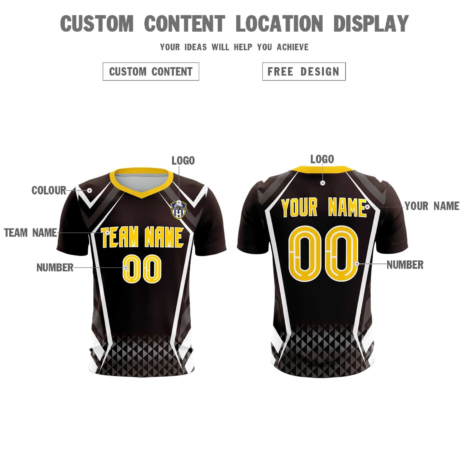 Custom Brown Abstract Breathable Soccer Tops/Sets Jersey