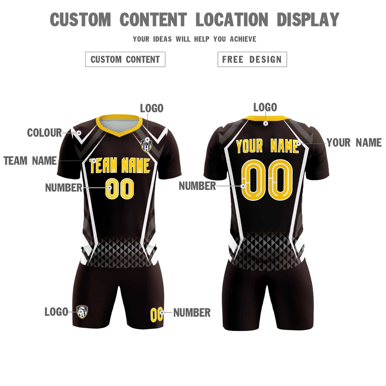 Custom Brown Abstract Breathable Soccer Tops/Sets Jersey