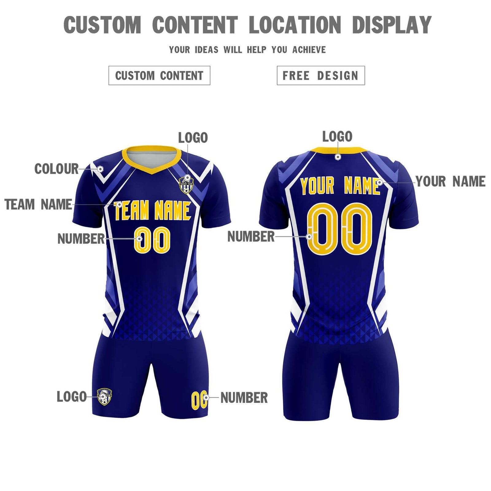 Custom Royal Abstract Breathable Soccer Tops/Sets Jersey