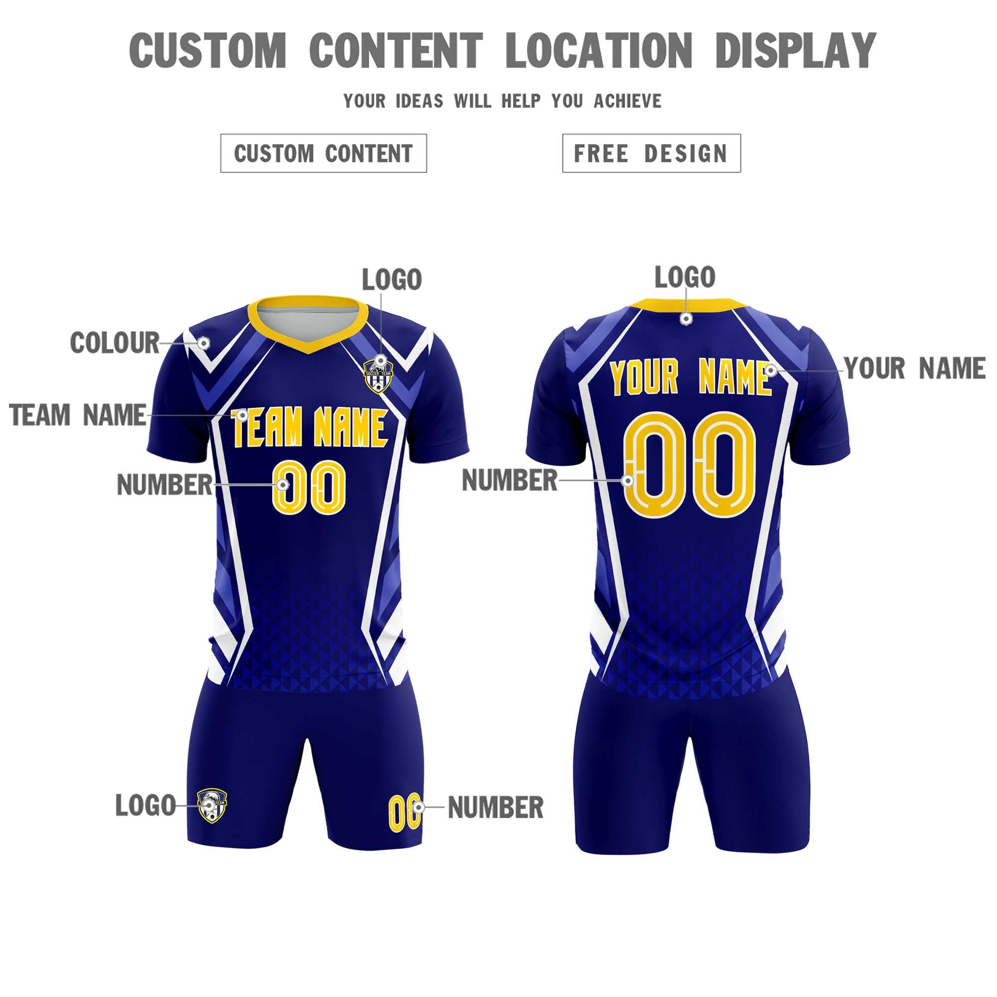 Custom Royal Abstract Breathable Soccer Tops/Sets Jersey