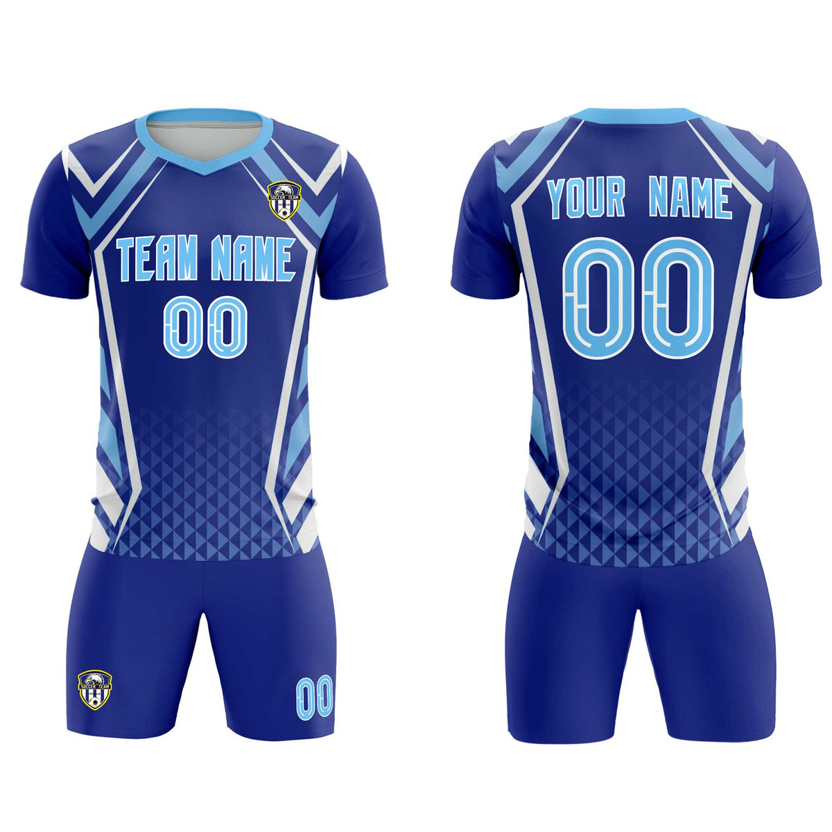 Custom Royal Abstract Breathable Soccer Tops/Sets Jersey