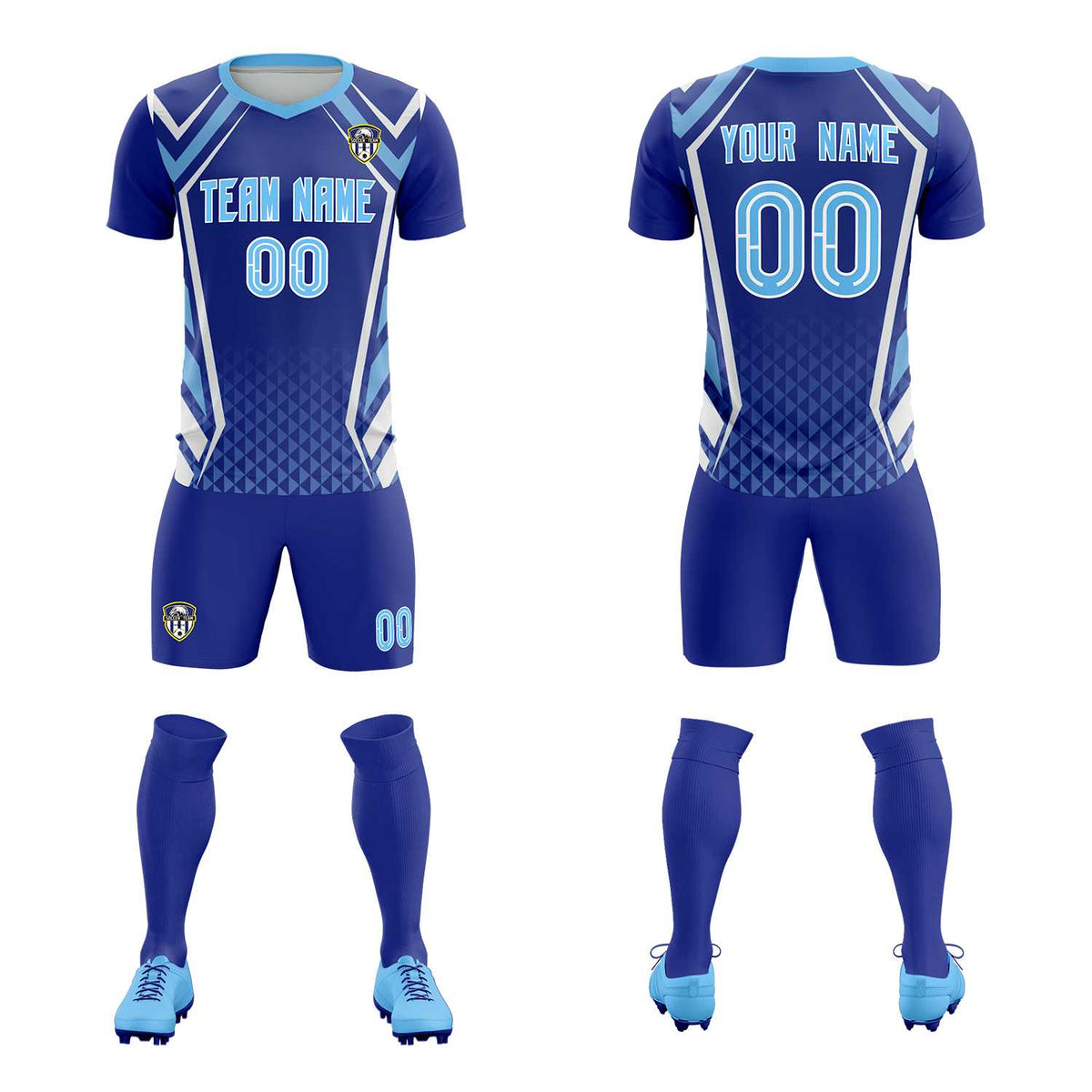 Custom Royal Abstract Breathable Soccer Tops/Sets Jersey