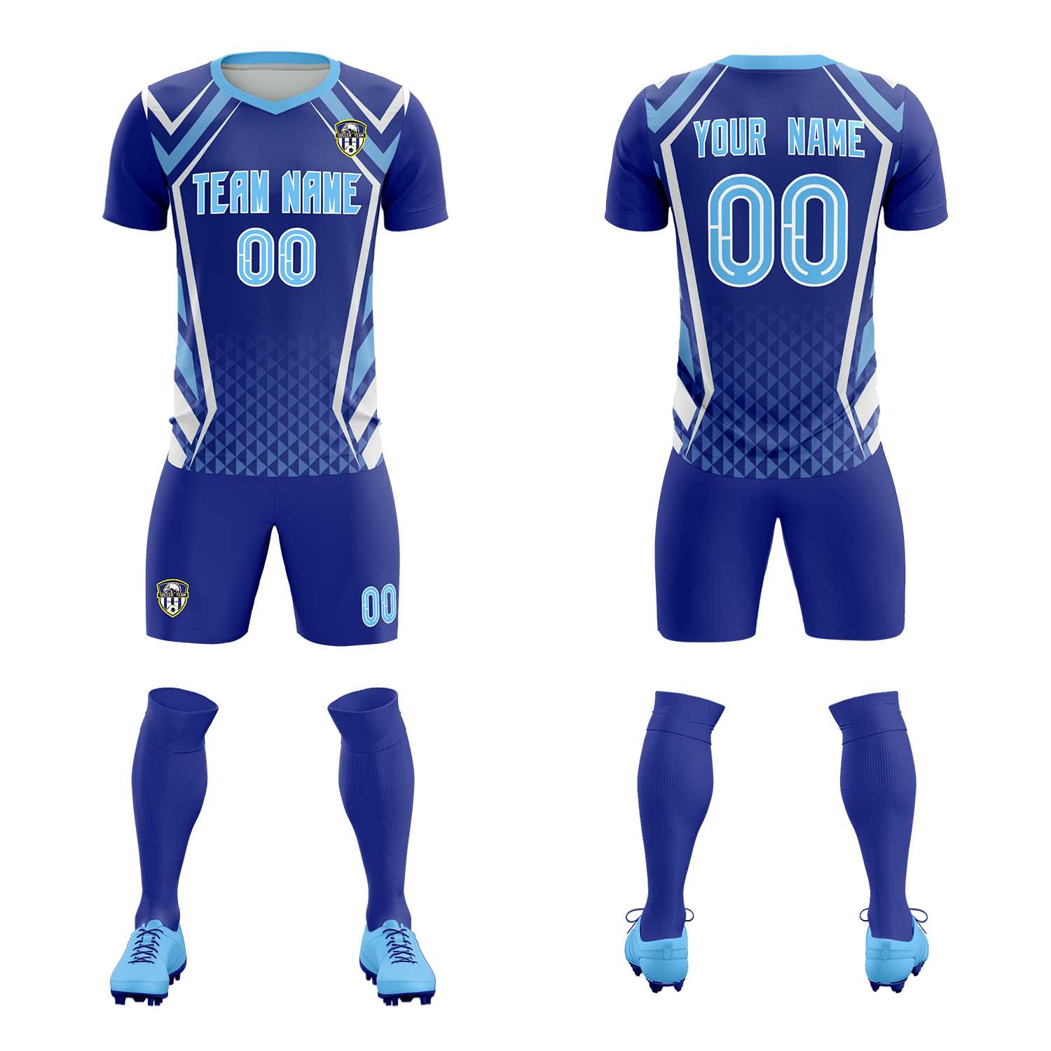 Custom Royal Abstract Breathable Soccer Tops/Sets Jersey