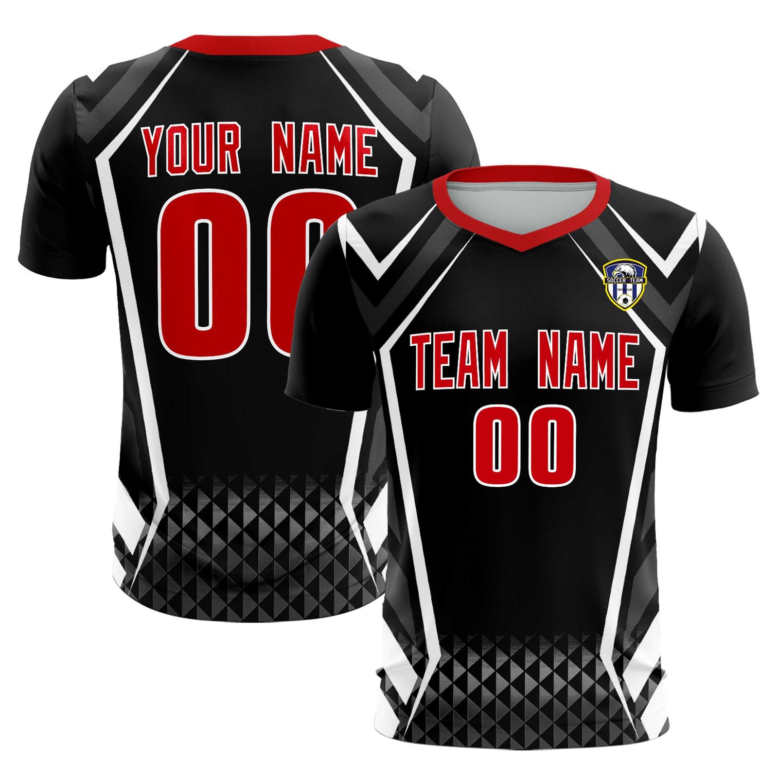 Custom Black Abstract Breathable Soccer Tops/Sets Jersey