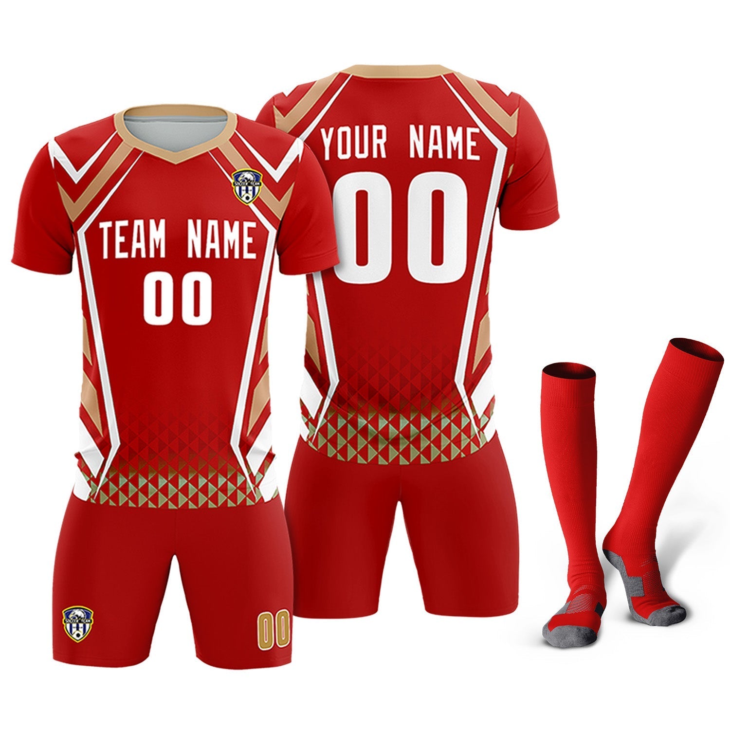 Custom Red Abstract Breathable Soccer Tops/Sets Jersey