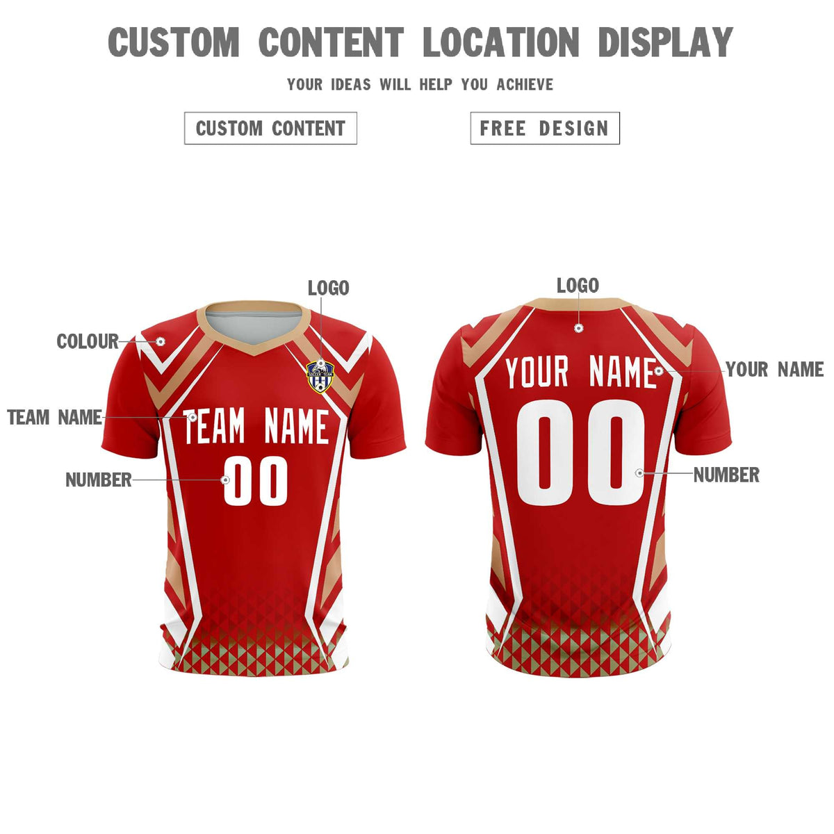 Custom Red Abstract Breathable Soccer Tops/Sets Jersey