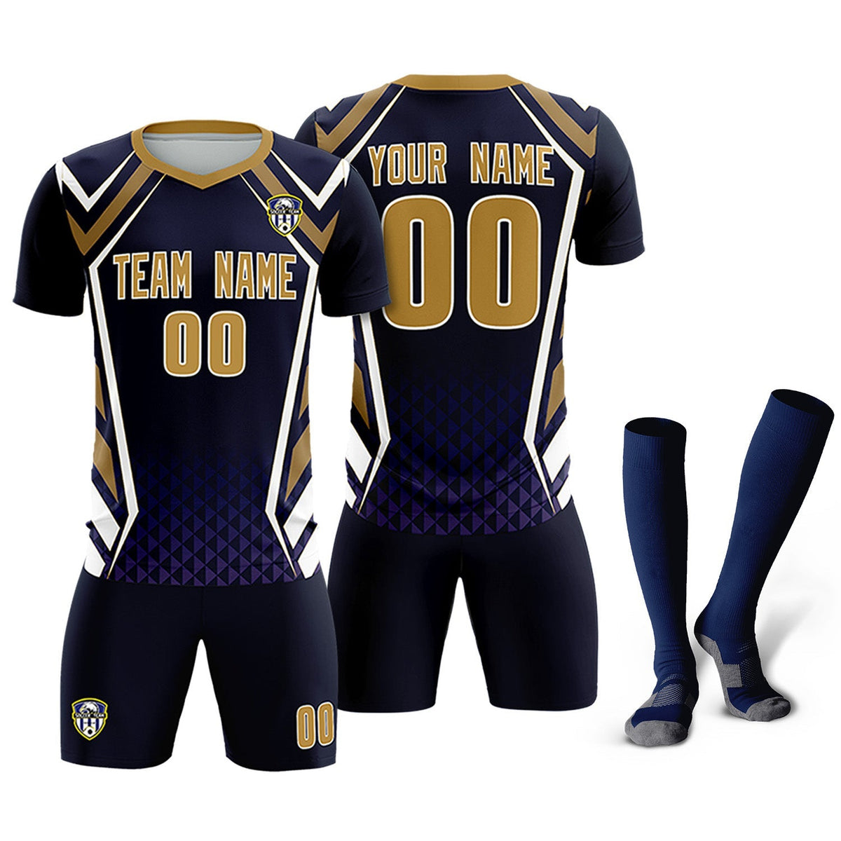 Custom Navy Abstract Breathable Soccer Tops/Sets Jersey