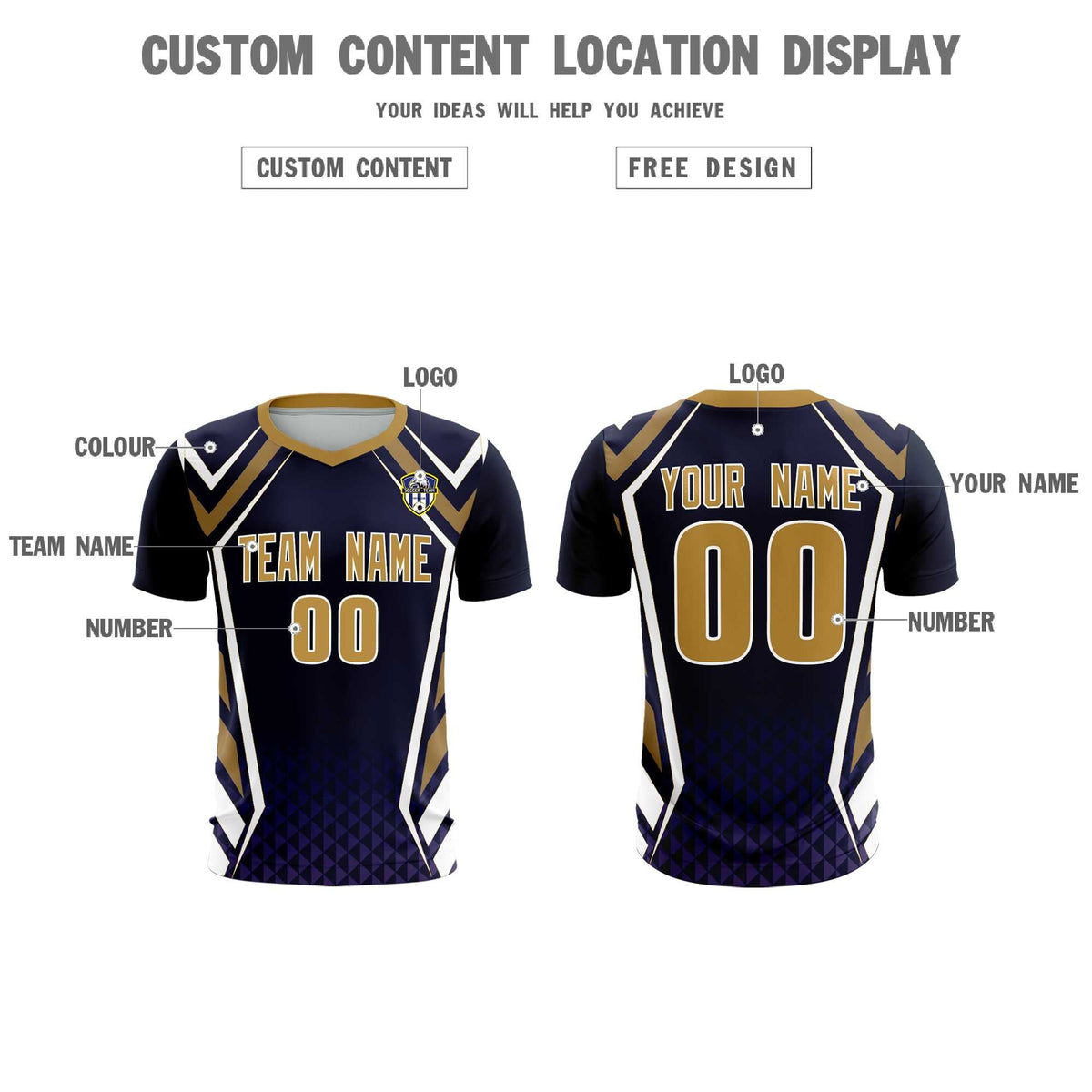 Custom Navy Abstract Breathable Soccer Tops/Sets Jersey