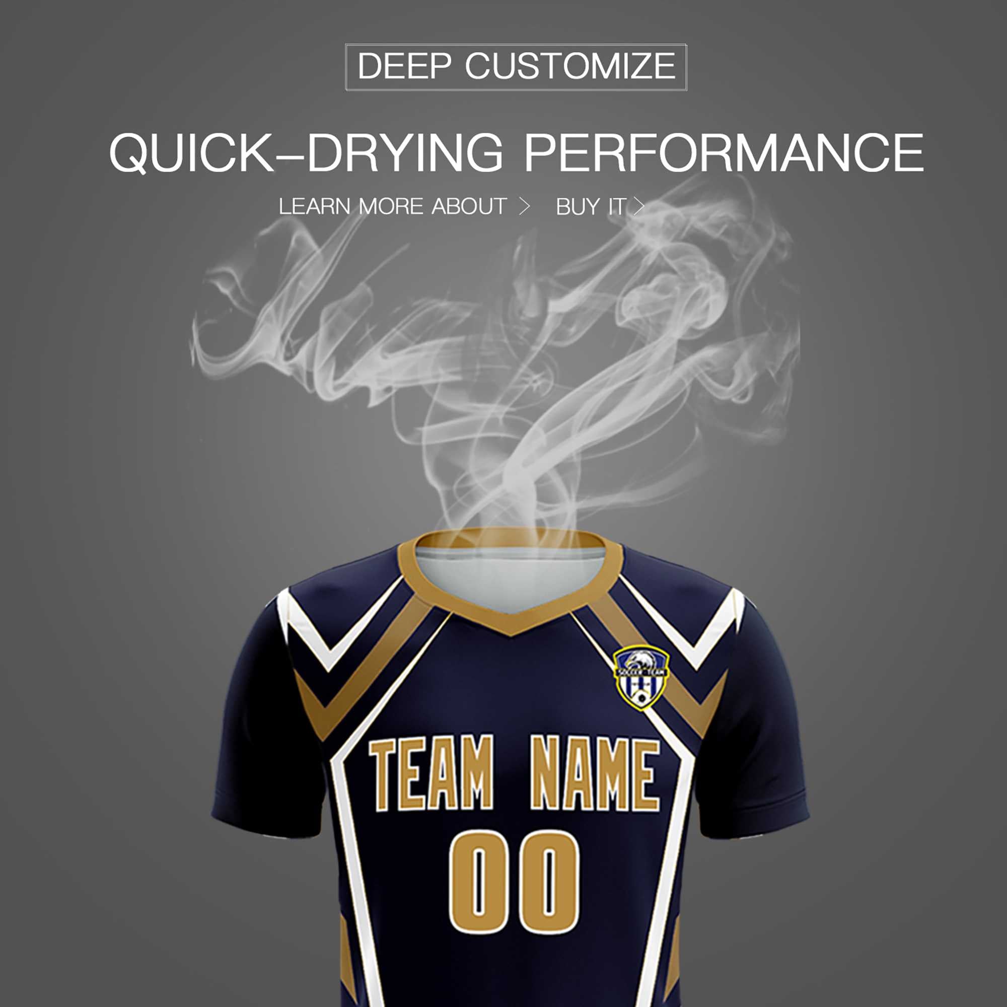 Custom Navy Abstract Breathable Soccer Tops/Sets Jersey