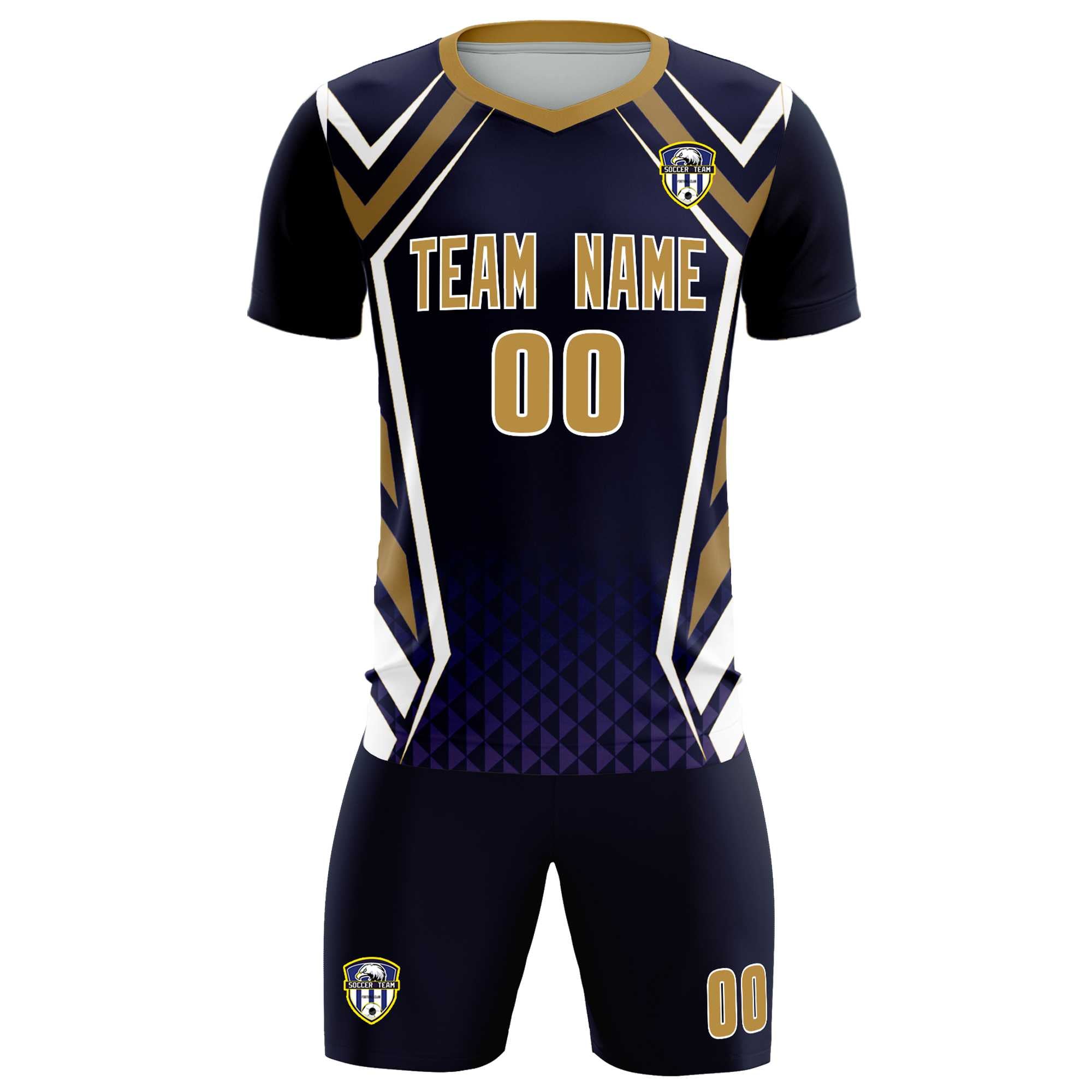 Custom Navy Abstract Breathable Soccer Tops/Sets Jersey
