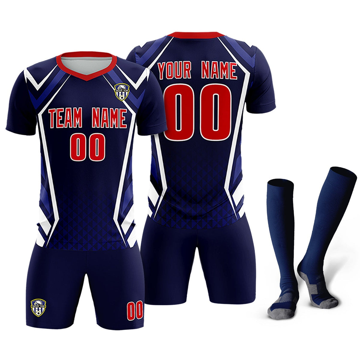 Custom Navy Abstract Breathable Soccer Tops/Sets Jersey