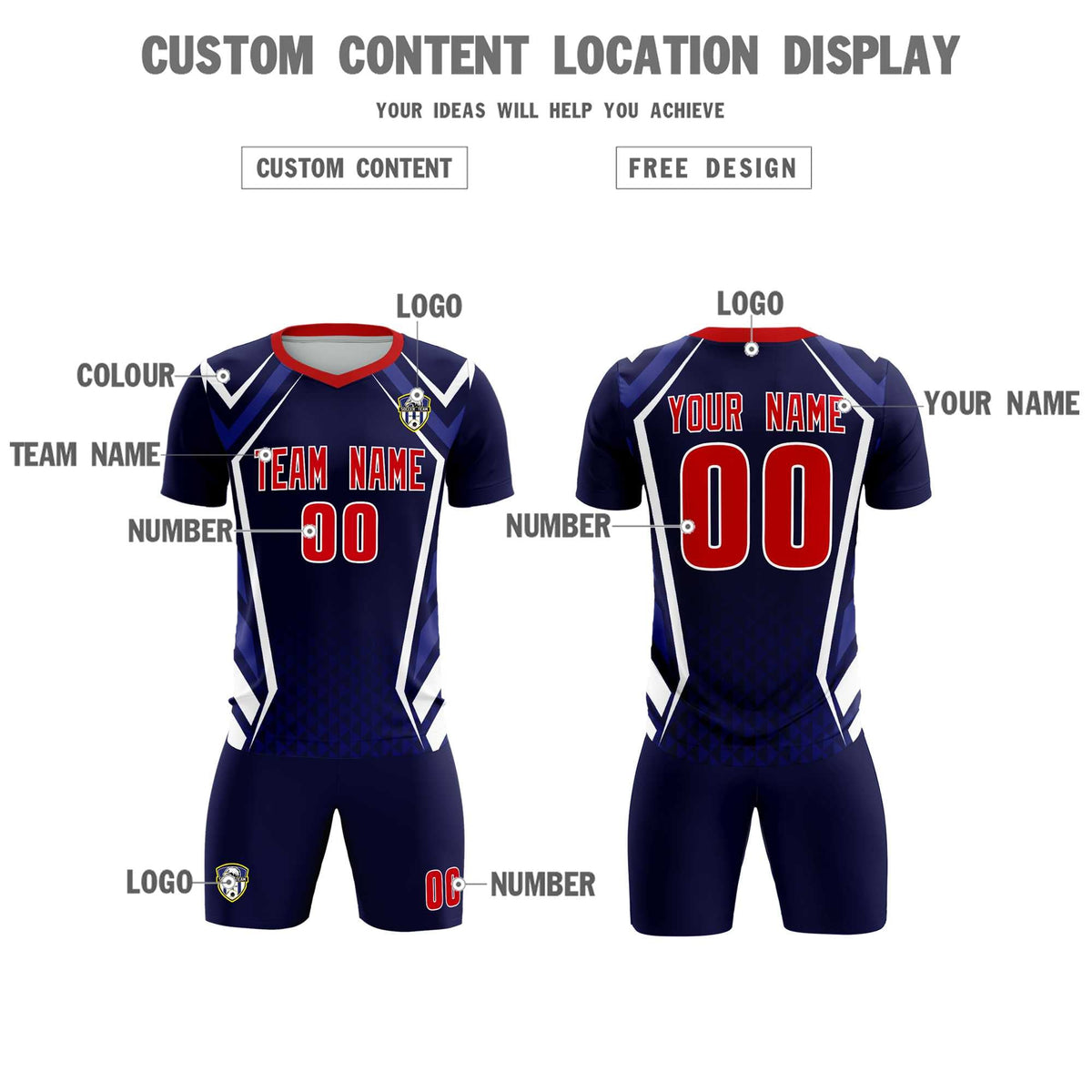 Custom Navy Abstract Breathable Soccer Tops/Sets Jersey