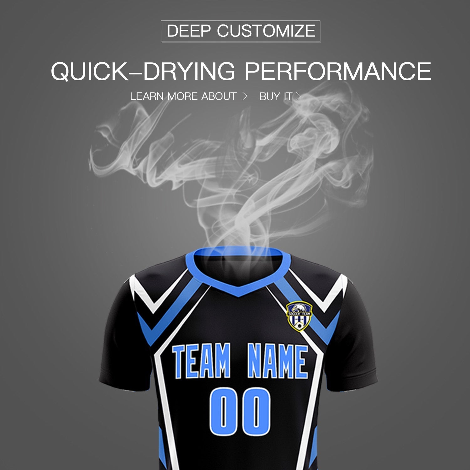 Custom Black Abstract Breathable Soccer Tops/Sets Jersey