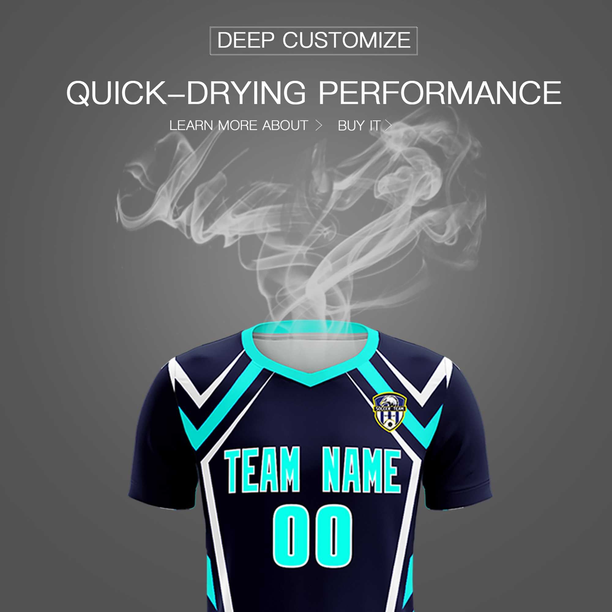 Custom Navy Abstract Breathable Soccer Tops/Sets Jersey