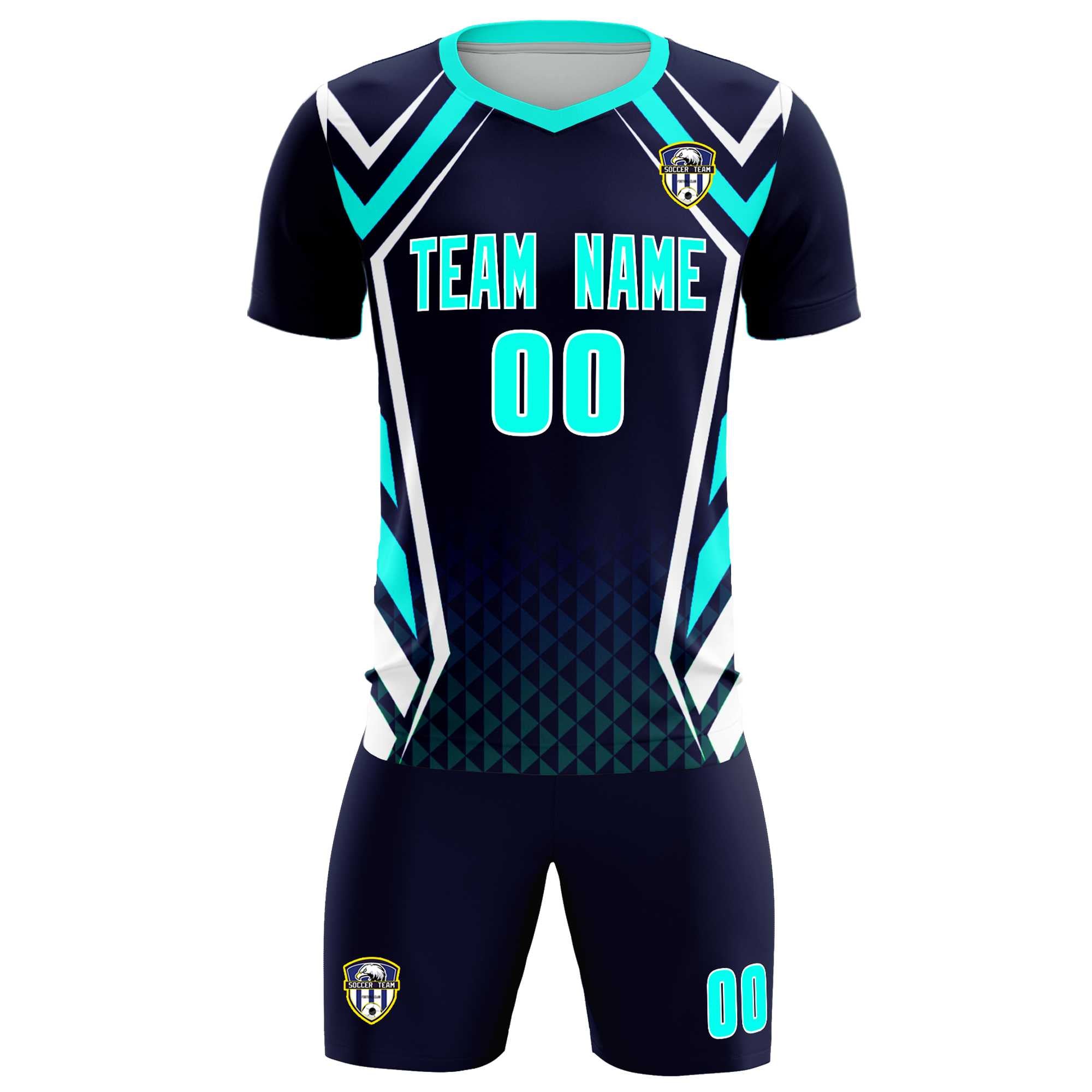 Custom Navy Abstract Breathable Soccer Tops/Sets Jersey