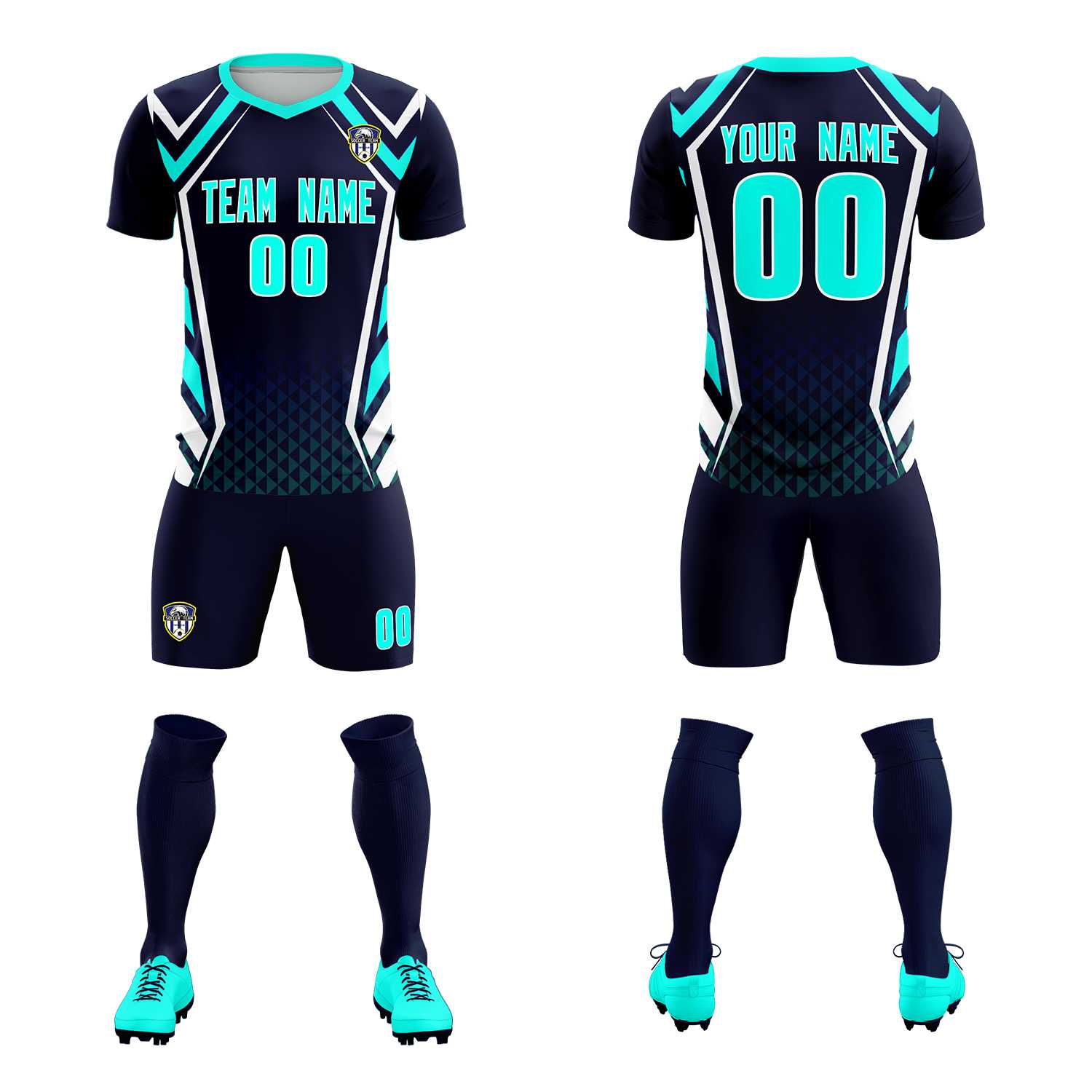 Custom Navy Abstract Breathable Soccer Tops/Sets Jersey