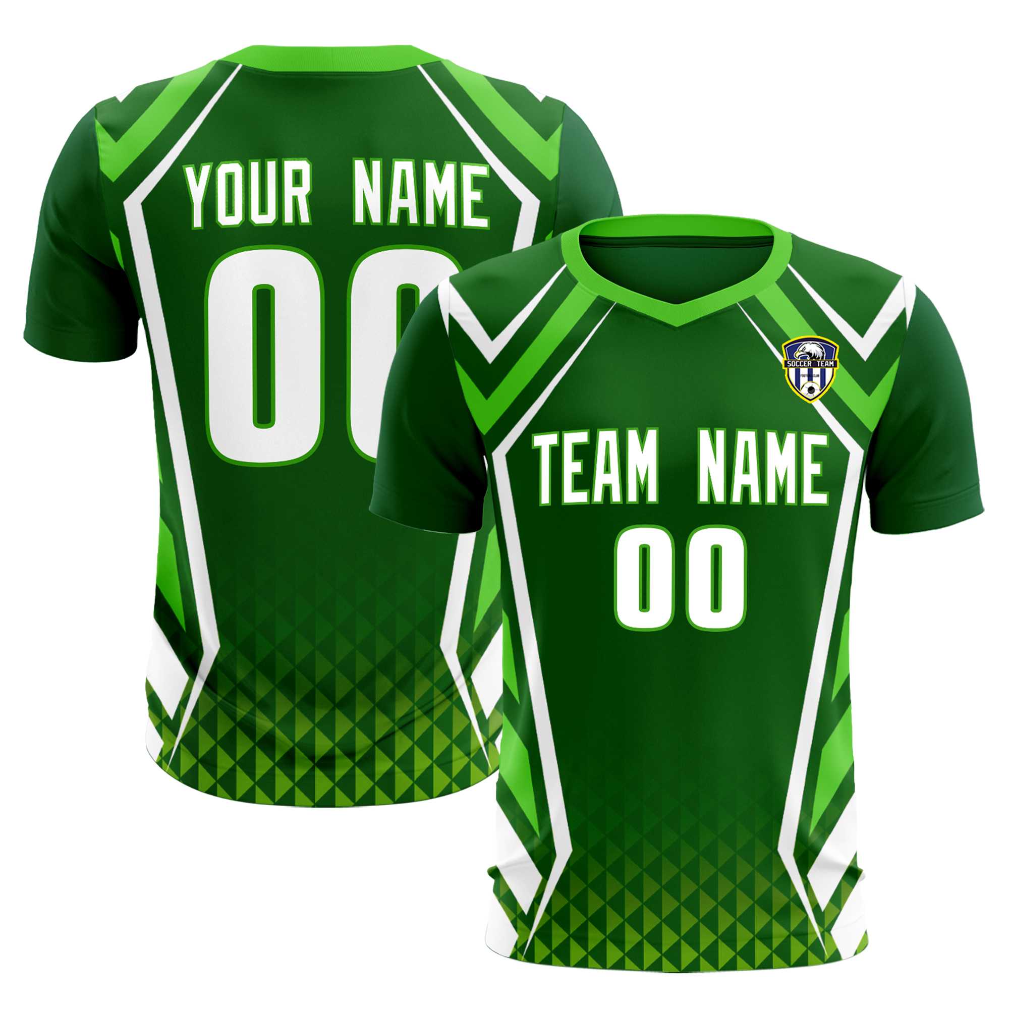Custom Green Abstract Breathable Soccer Tops/Sets Jersey