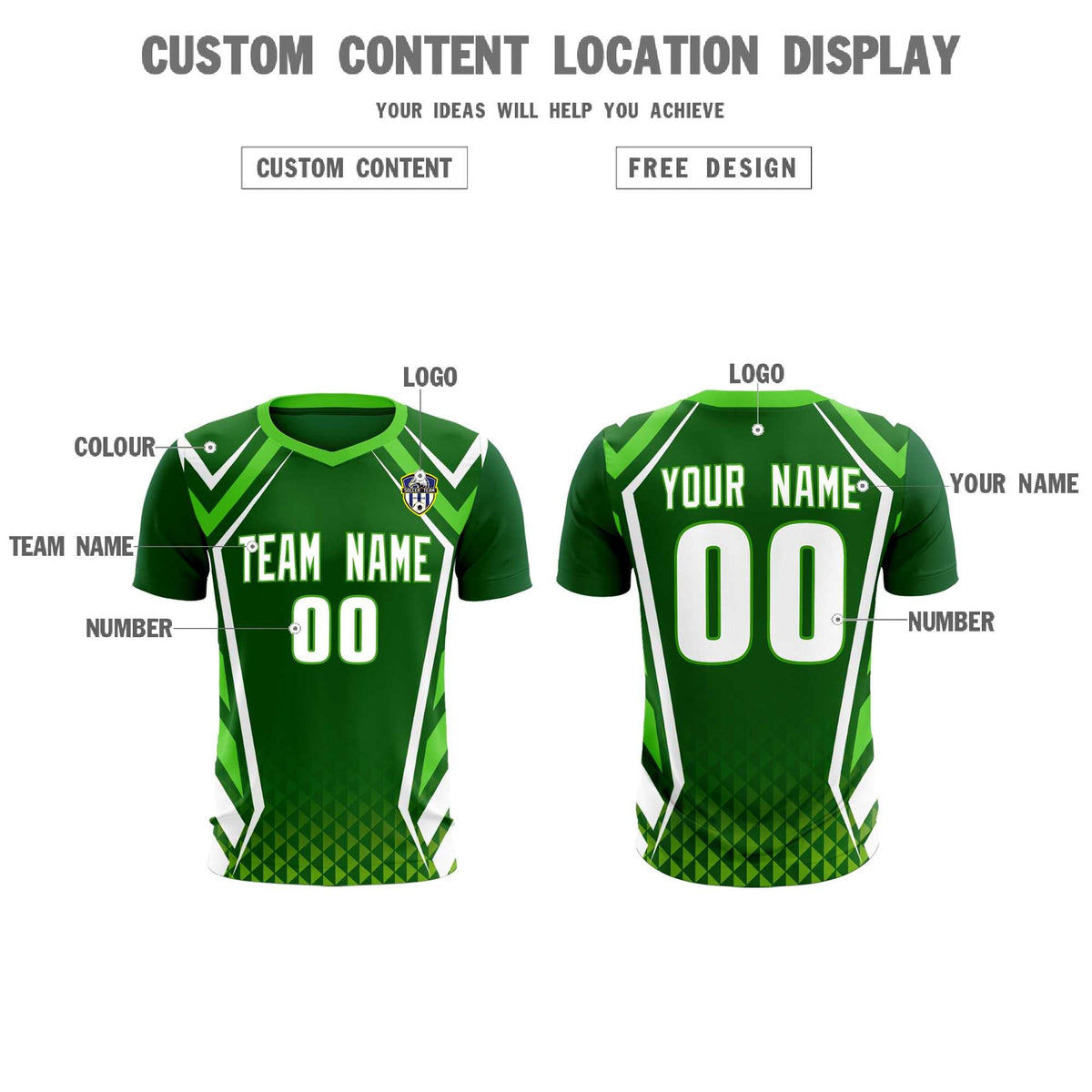 Custom Green Abstract Breathable Soccer Tops/Sets Jersey
