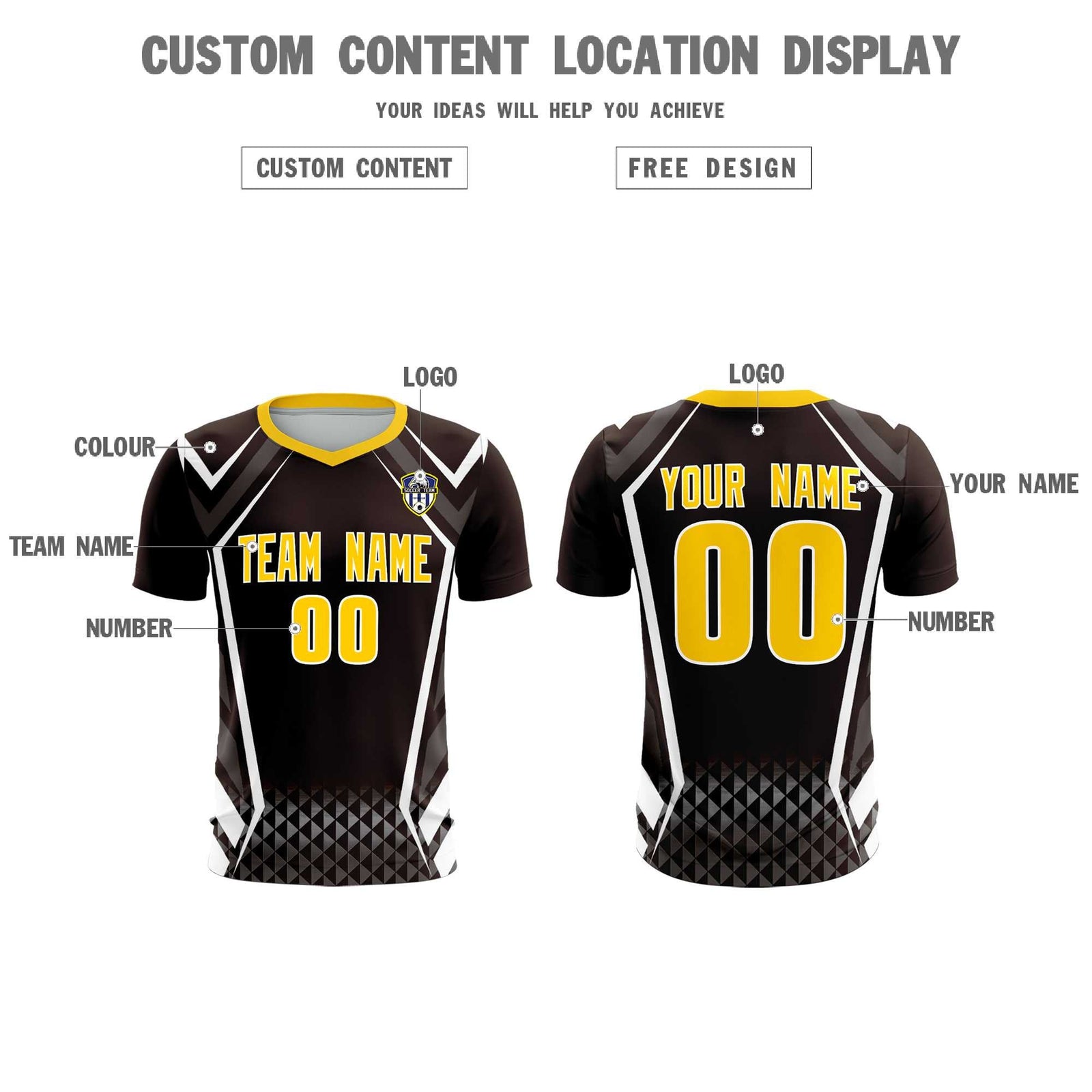 Custom Brown Abstract Breathable Soccer Tops/Sets Jersey