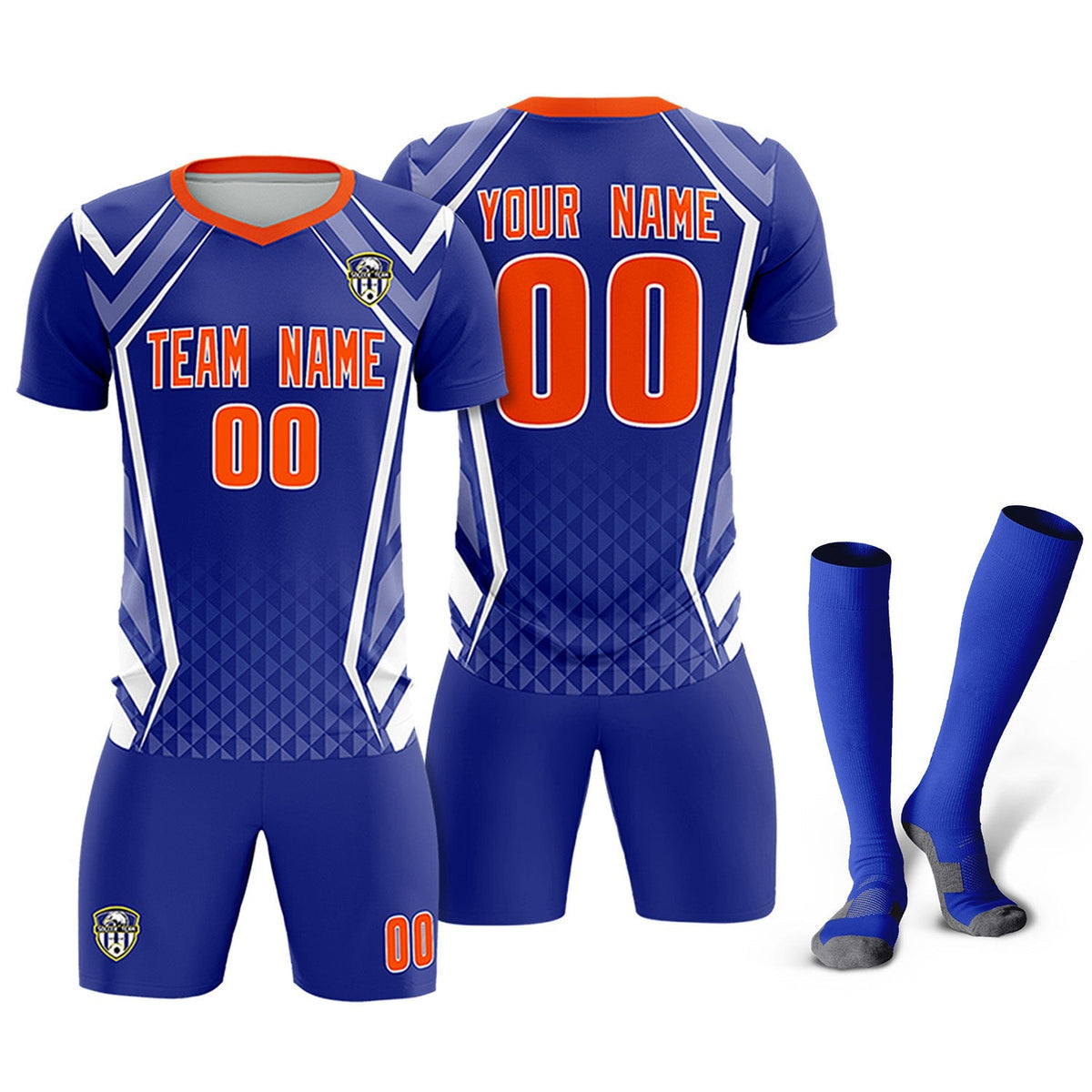 Custom Royal Abstract Breathable Soccer Tops/Sets Jersey