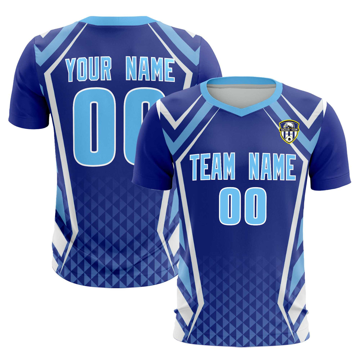 Custom Royal Abstract Breathable Soccer Tops/Sets Jersey