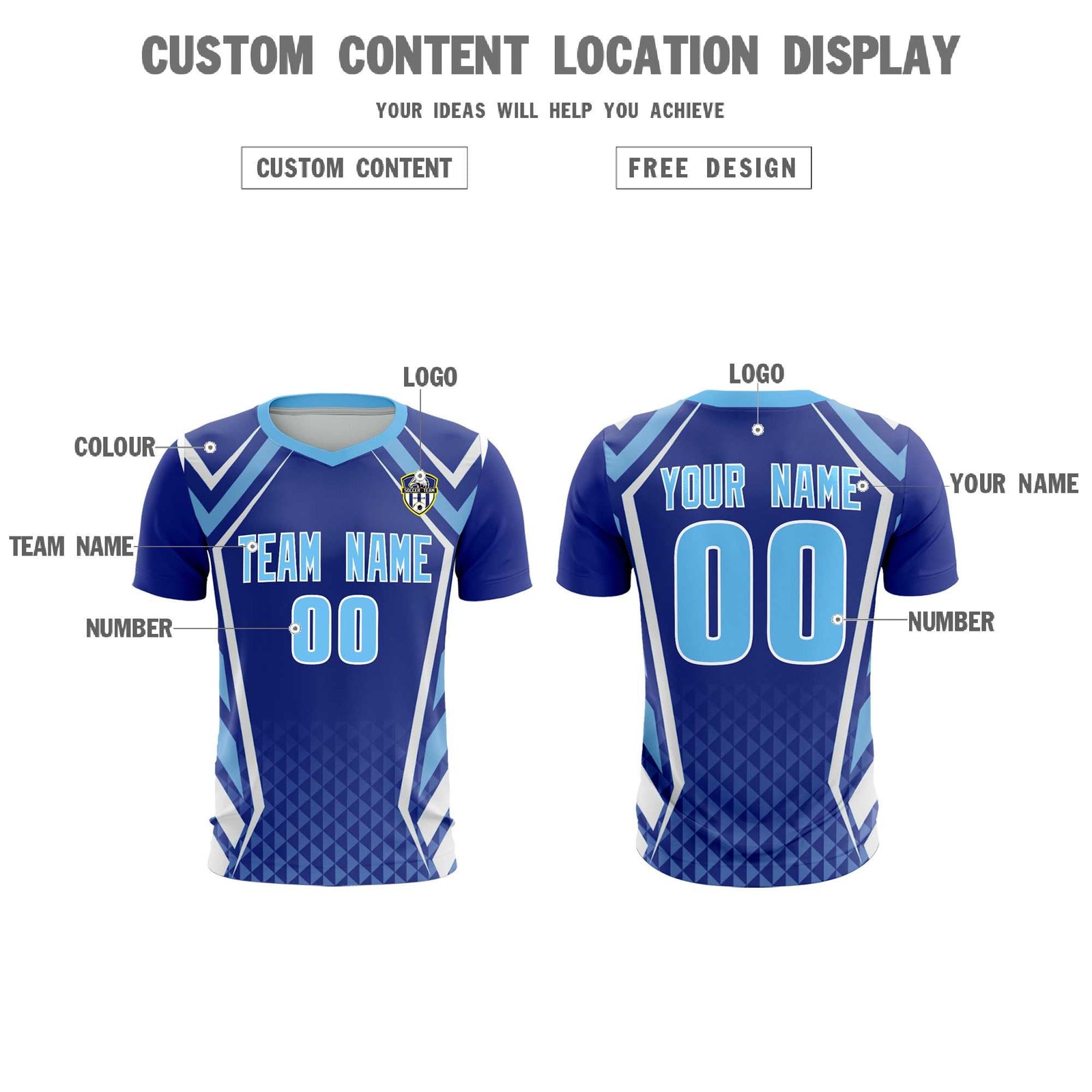 Custom Royal Abstract Breathable Soccer Tops/Sets Jersey