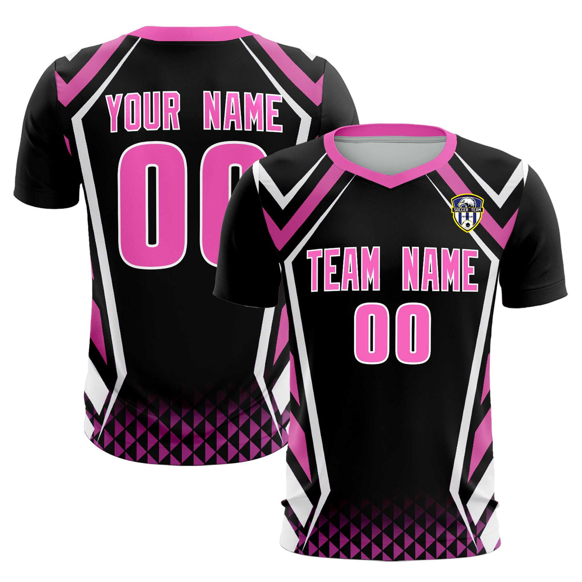 Custom Black Abstract Breathable Soccer Tops/Sets Jersey