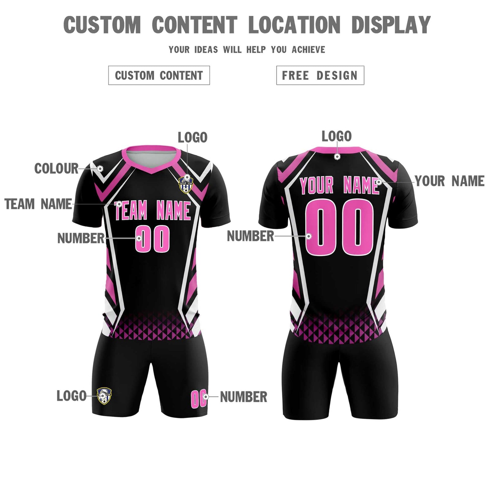Custom Black Abstract Breathable Soccer Tops/Sets Jersey