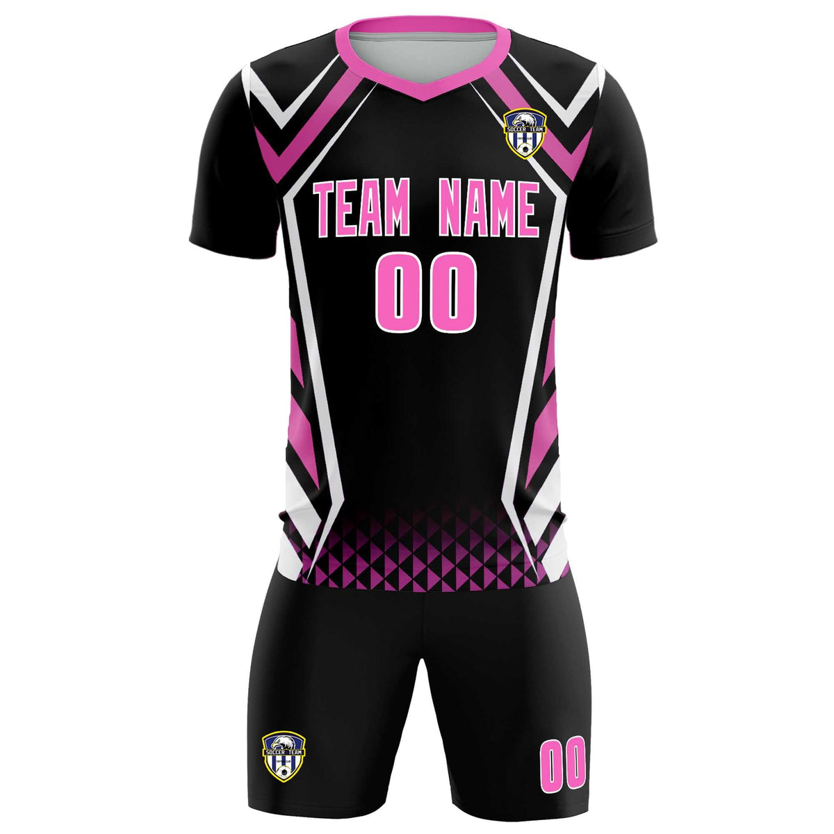 Custom Black Abstract Breathable Soccer Tops/Sets Jersey