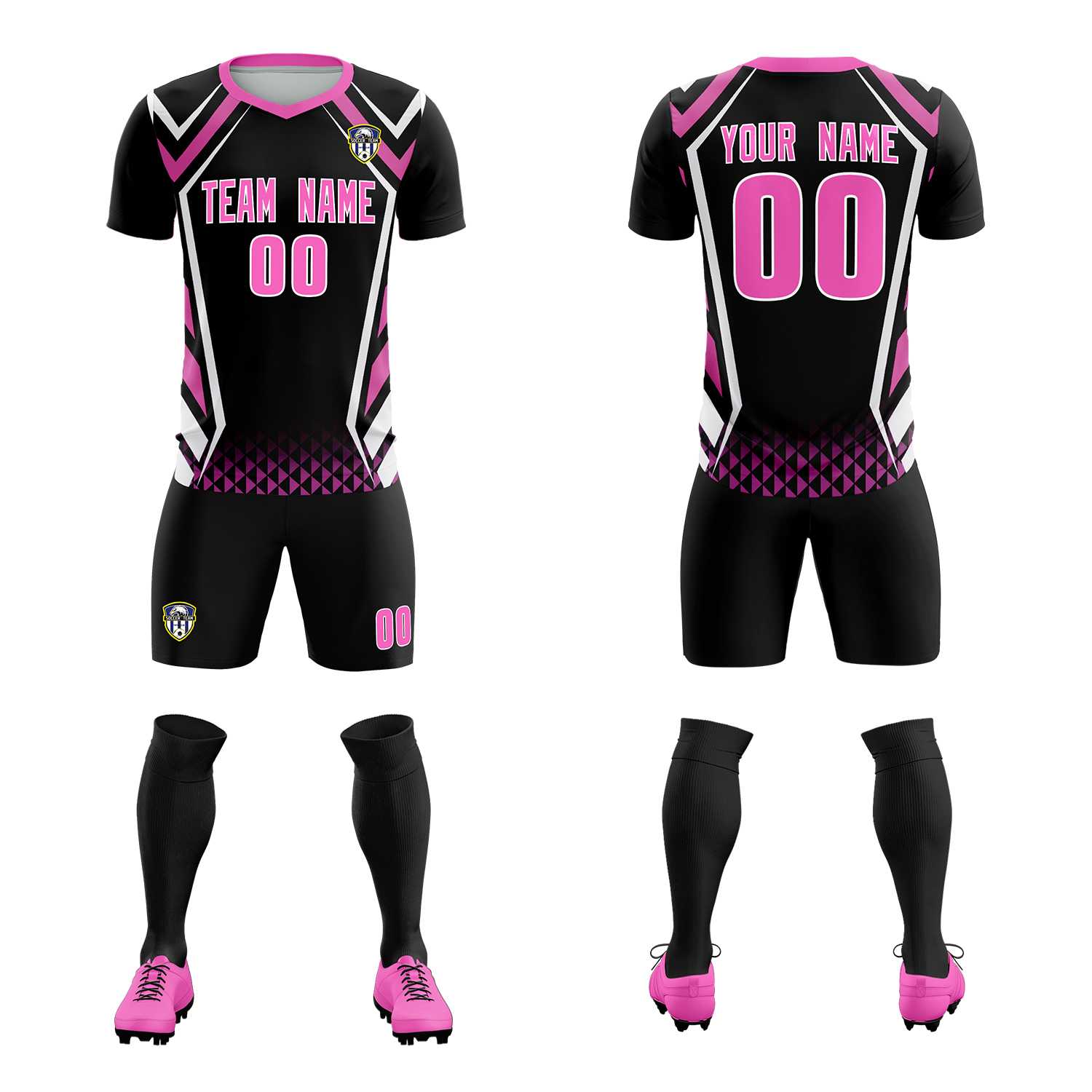 Custom Black Abstract Breathable Soccer Tops/Sets Jersey
